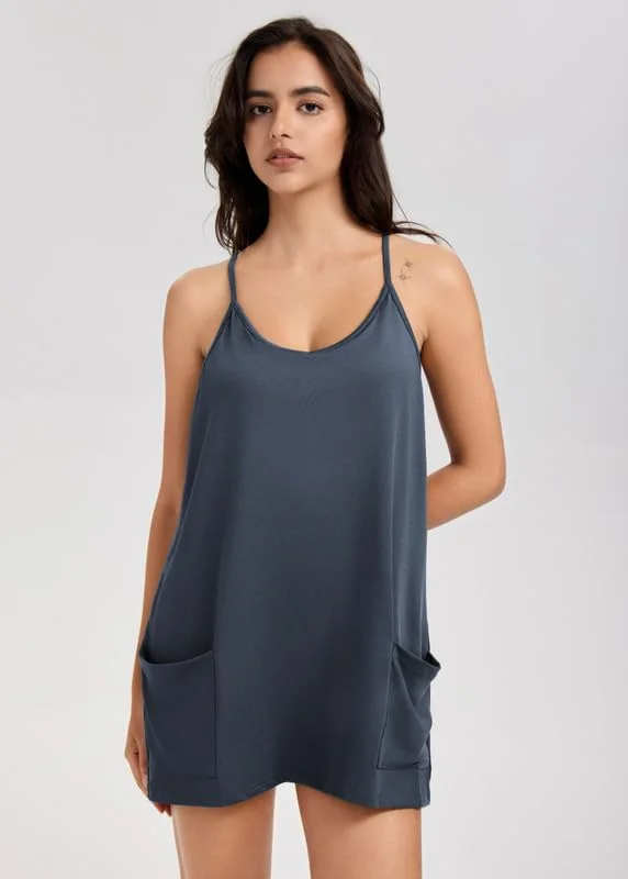 Jumpsuit Tennis Donna Senza Maniche Scollo a V Pantaloncini Integrati Tuta Estiva