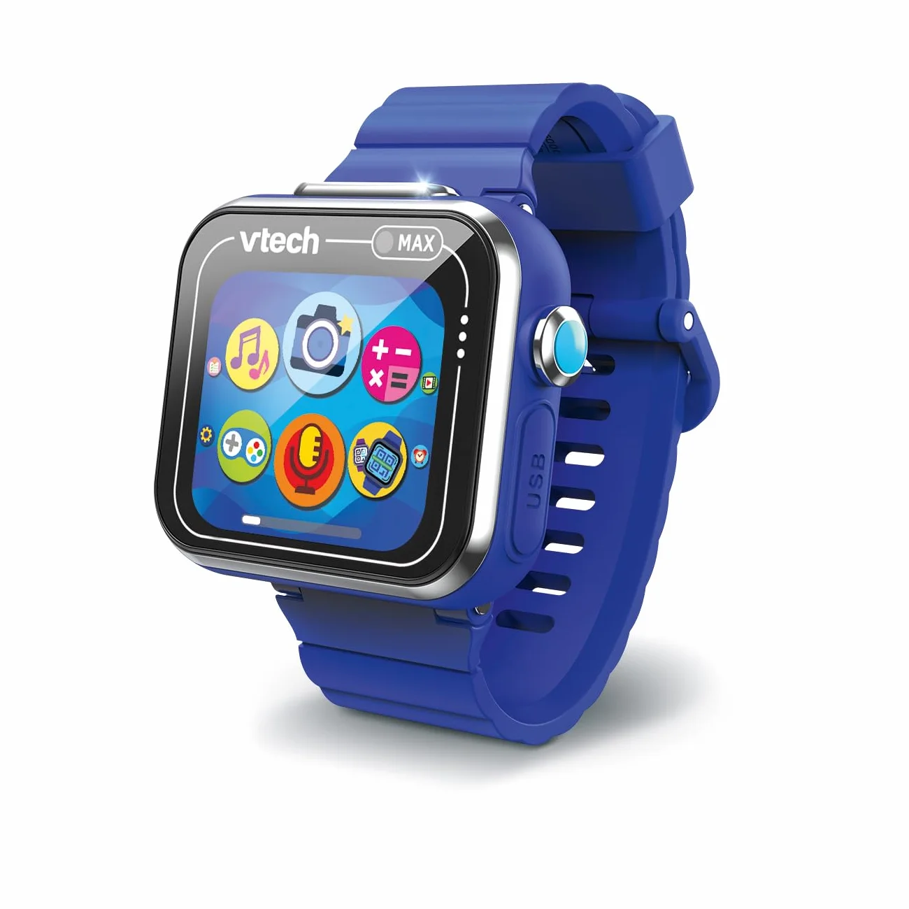 Vtech - Kidizoom Smartwatch MAX Blu, Smartwatch per Bambini Doppia Macchina Fotografica Video Giochi Schermo Touch Orizzontale Versione ESP