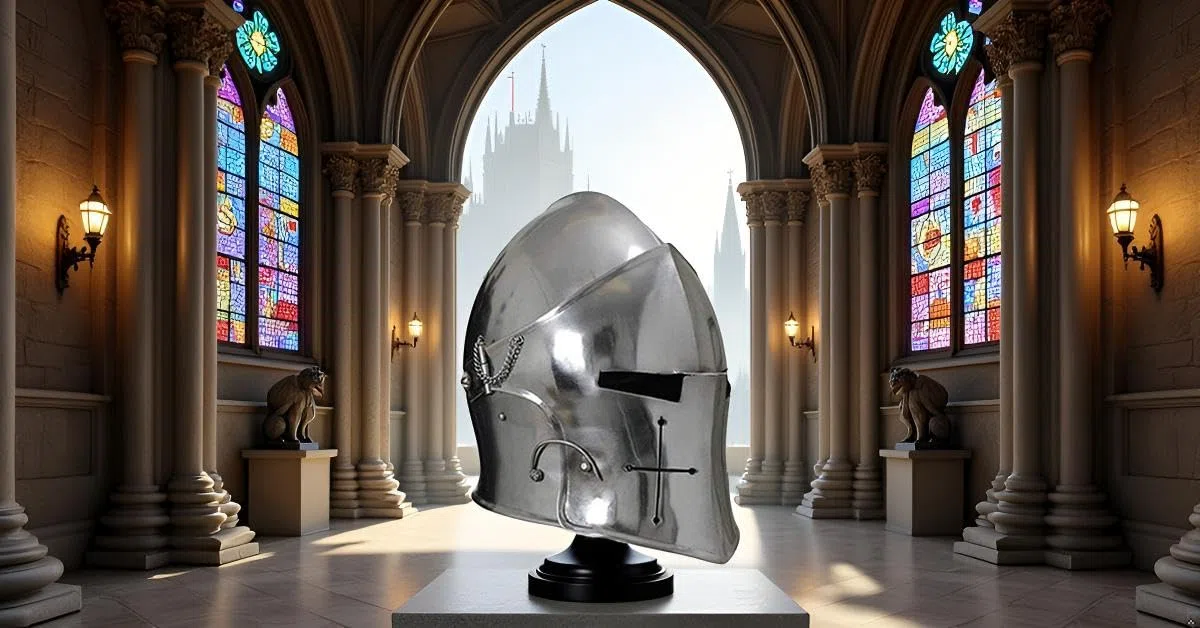 Armatura Barbuta Casco Cavalieri Templari Crusader Armatura Casco Roman Spartan Silver Finish taglia standard, si adatta a quasi tutti gli adulti