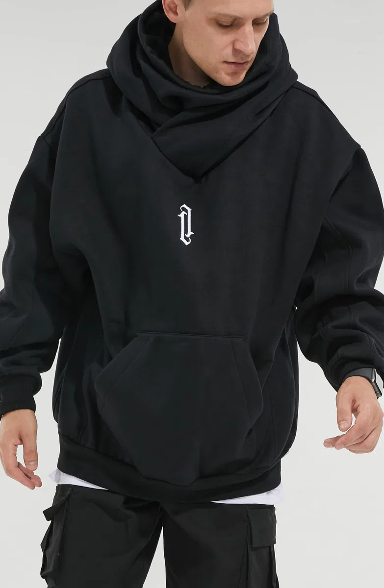 Felpa Uomo con Cappuccio Collo Alto Pullover Hip Hop Stile Comoda Felpe Pile Hoodies Autunno Invernale Moda