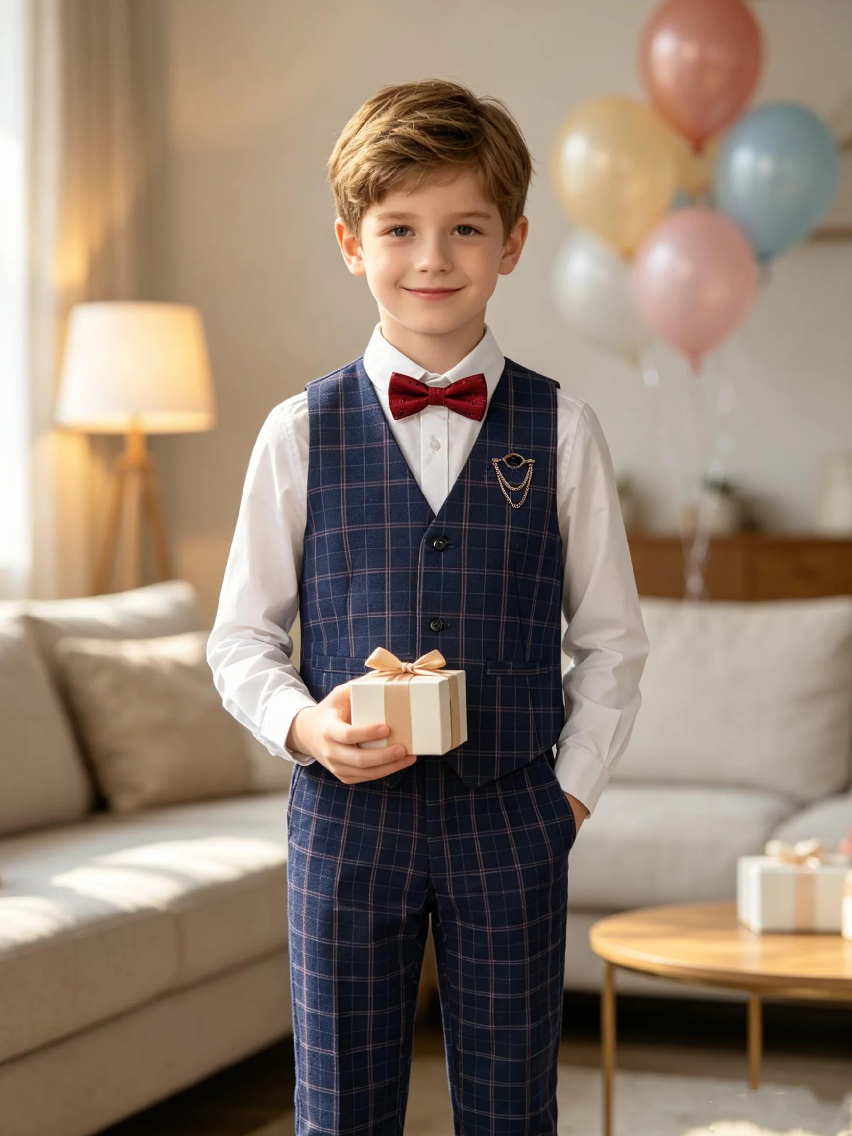 LOLANTA 4 Pezzi Ragazzo Panciotto Elegante da Completo,Gilet Panciotto da Cerimonia, Set de Gilet,Camicia,Pantaloni, Papillon