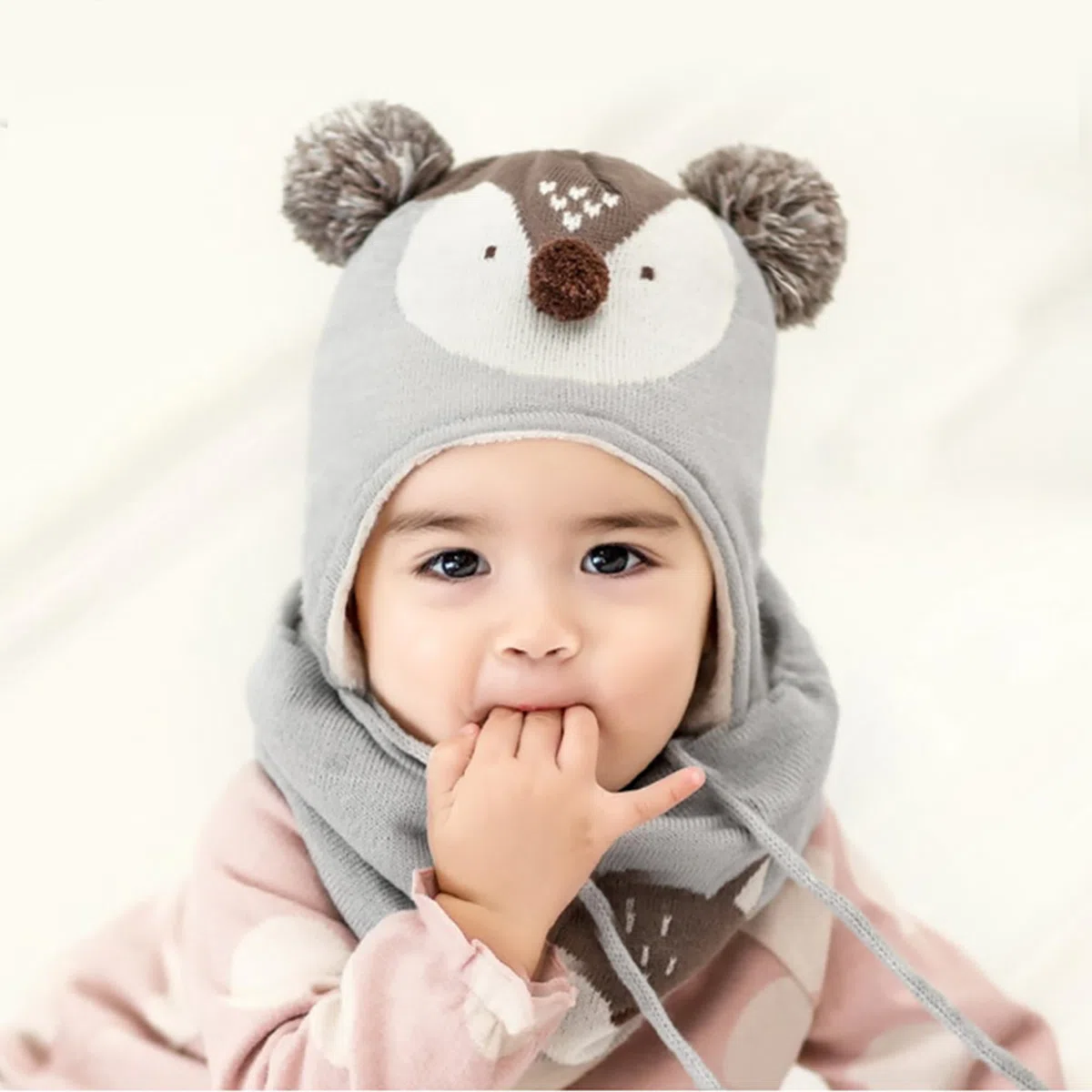 Bambini Ragazzi Cappello Sciarpe Guanti Set Ragazze Cappello Autunno Invernale Primavera Cappelli Caldo Carina Piccolo Volpe Beanie Berretto Bambino Infantili del Cappello 1-6 Anni