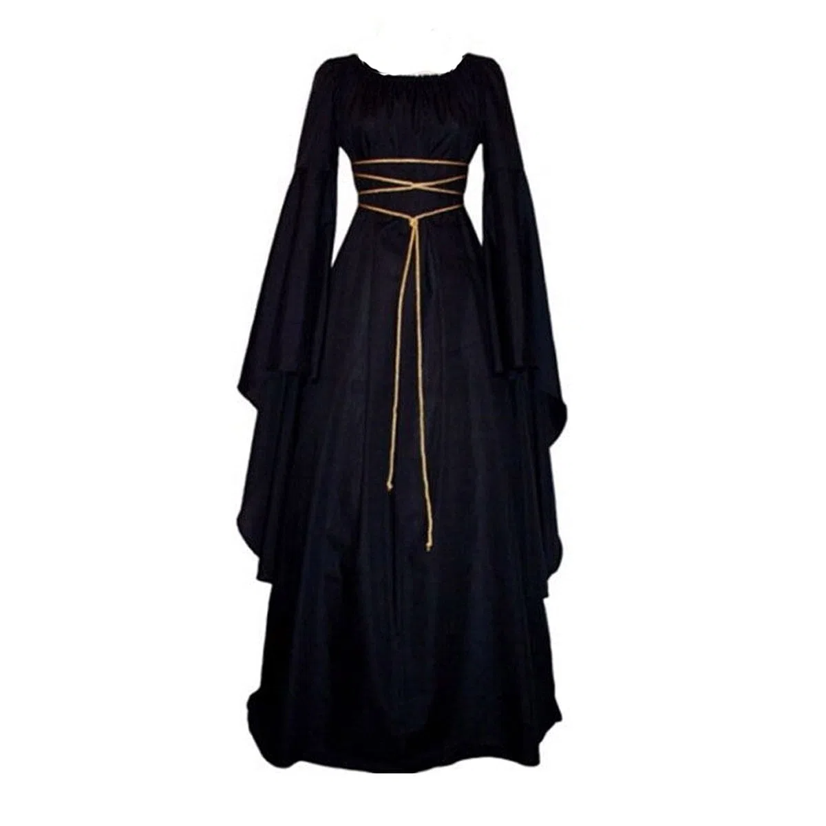 Abito da donna medievale con maniche a tromba, stile retrò, costume da principessa vittoriano