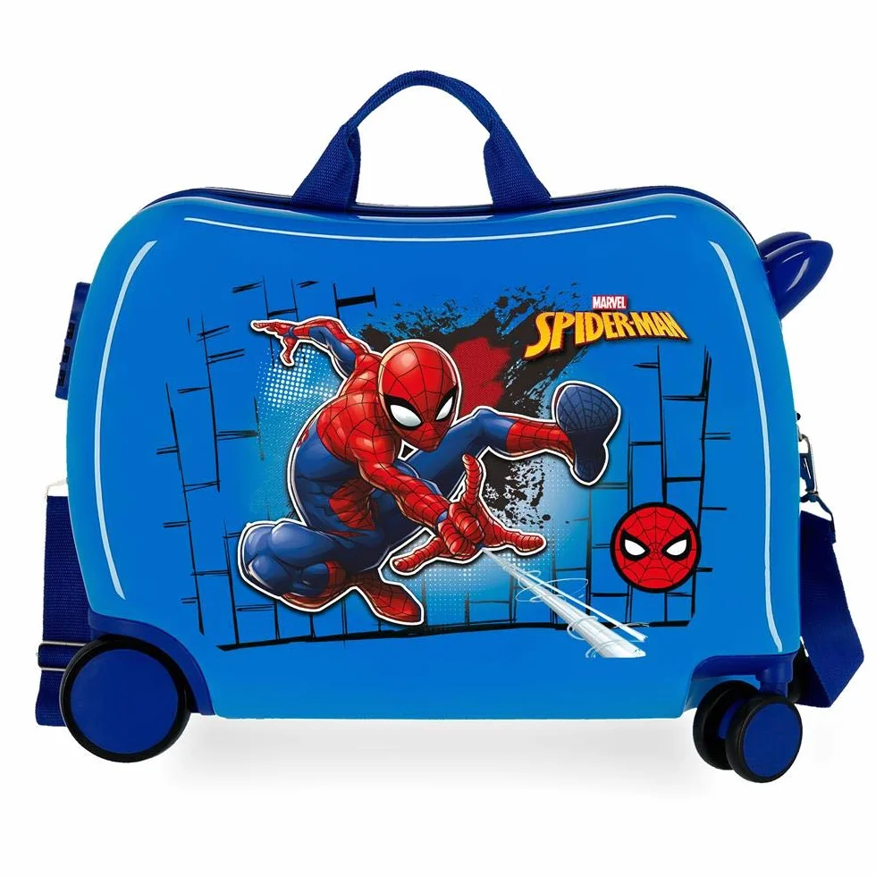 Marvel Spiderman - Valigia Per Bambini 2 Ruote Multidirezionali Ragazzo, Blu, 52x38x20 cms