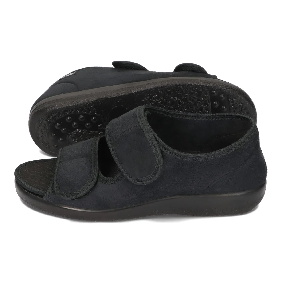 Scarpe Ortopediche Aperte Donne Uomo Larghezza Regolabile Soletta Ortopedica Strappo Microvelour Nero Unisex 36-46 EU
