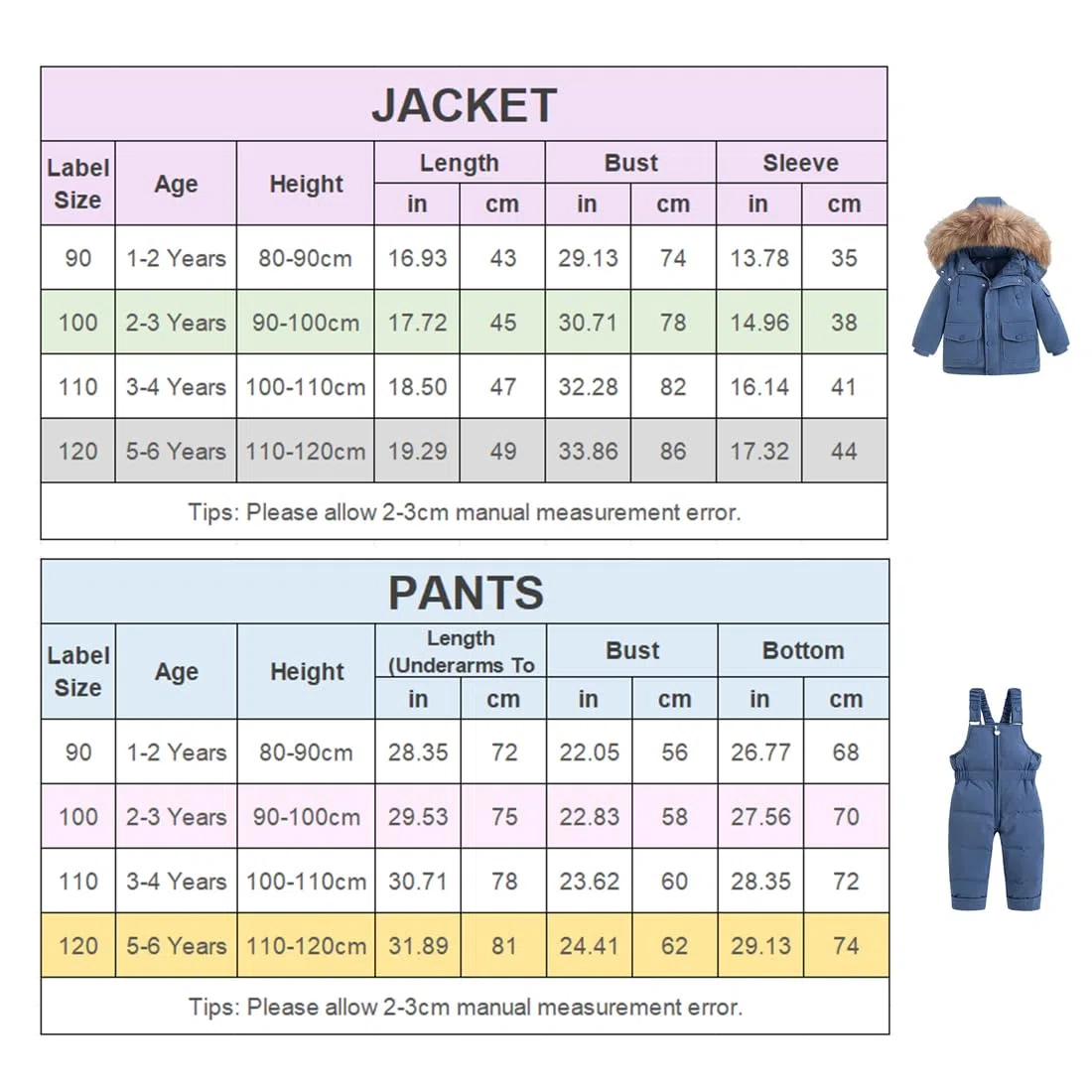 Bambino Tuta da Sci Piumino Pantaloni da Sci Bambini 2 Pezzi Set Tuta da Neve Invernale Completo Salopette da Sci Caldo Giacca Cappotto Snowsuit
