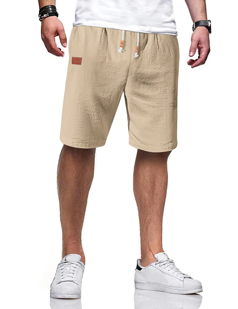 TARAINYA Pantaloncini Lino Uomo Bermuda Uomo in Morbido Cotone e Lino con Cordino Regolabile e Tasche