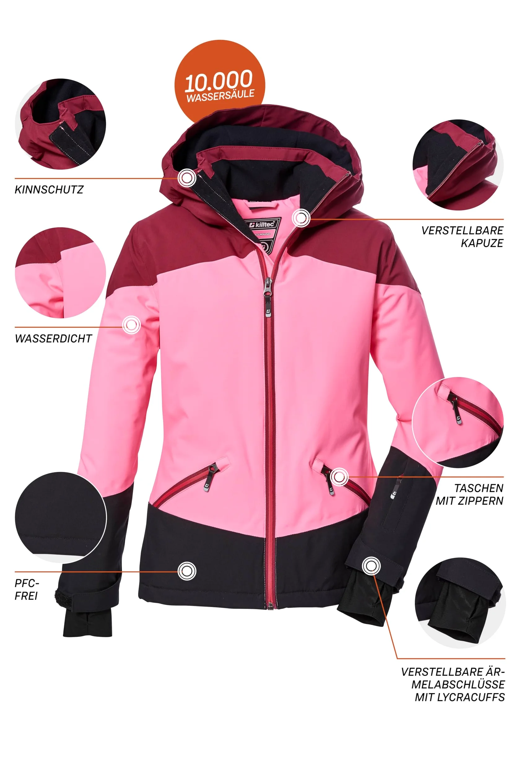 Killtec Ksw 151 Grls Ski Jckt Giacca da sci impermeabile/giacca funzionale con cappuccio e ghetta antineve Girl´s