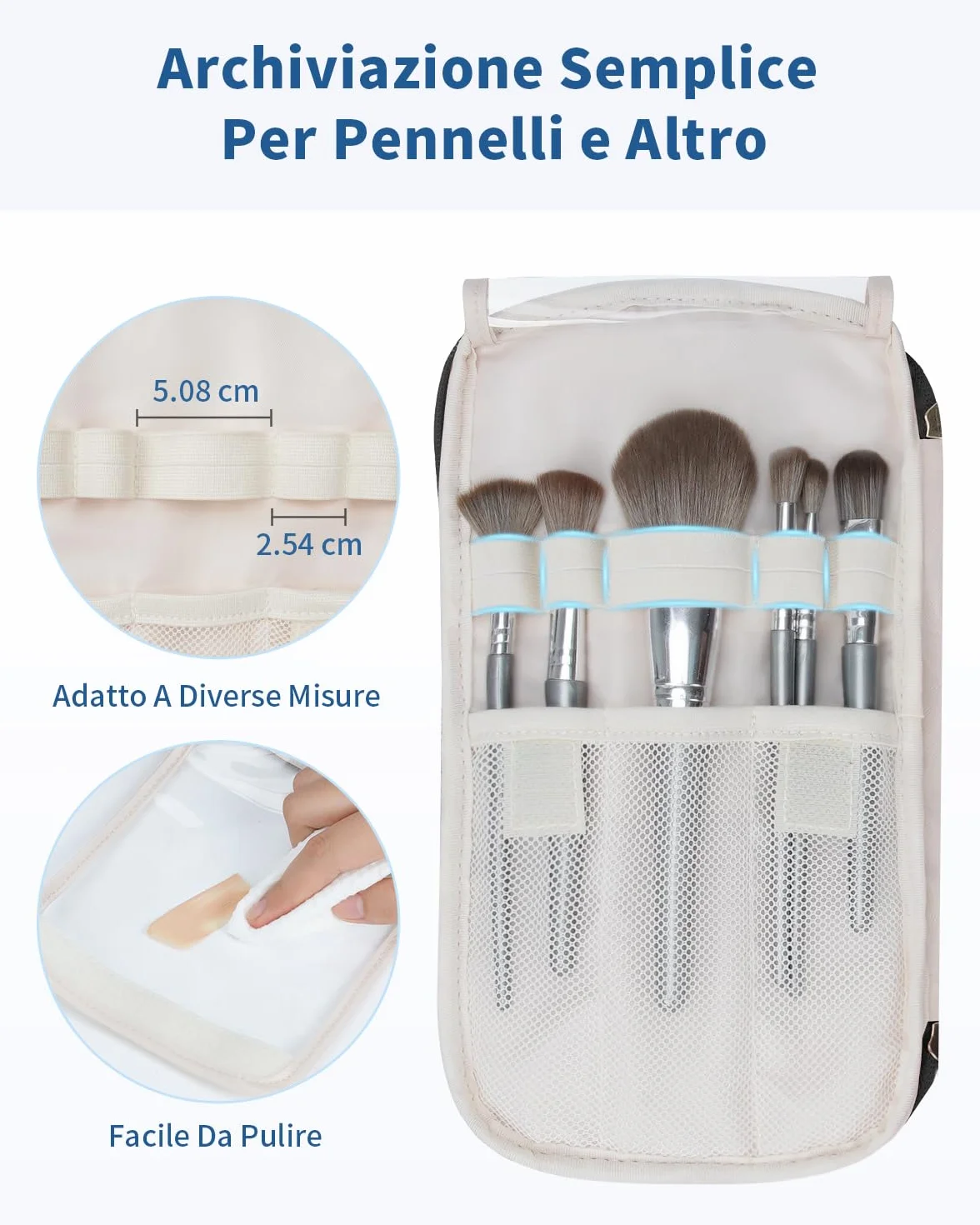 WANDF Beauty Case da Viaggio Donna, Grande Trousse Trucco a Larga Apertura con Maniglia, Organizer per Toiletries, Cosmetici, Accessori ed Essenziali da Viaggio, Nero