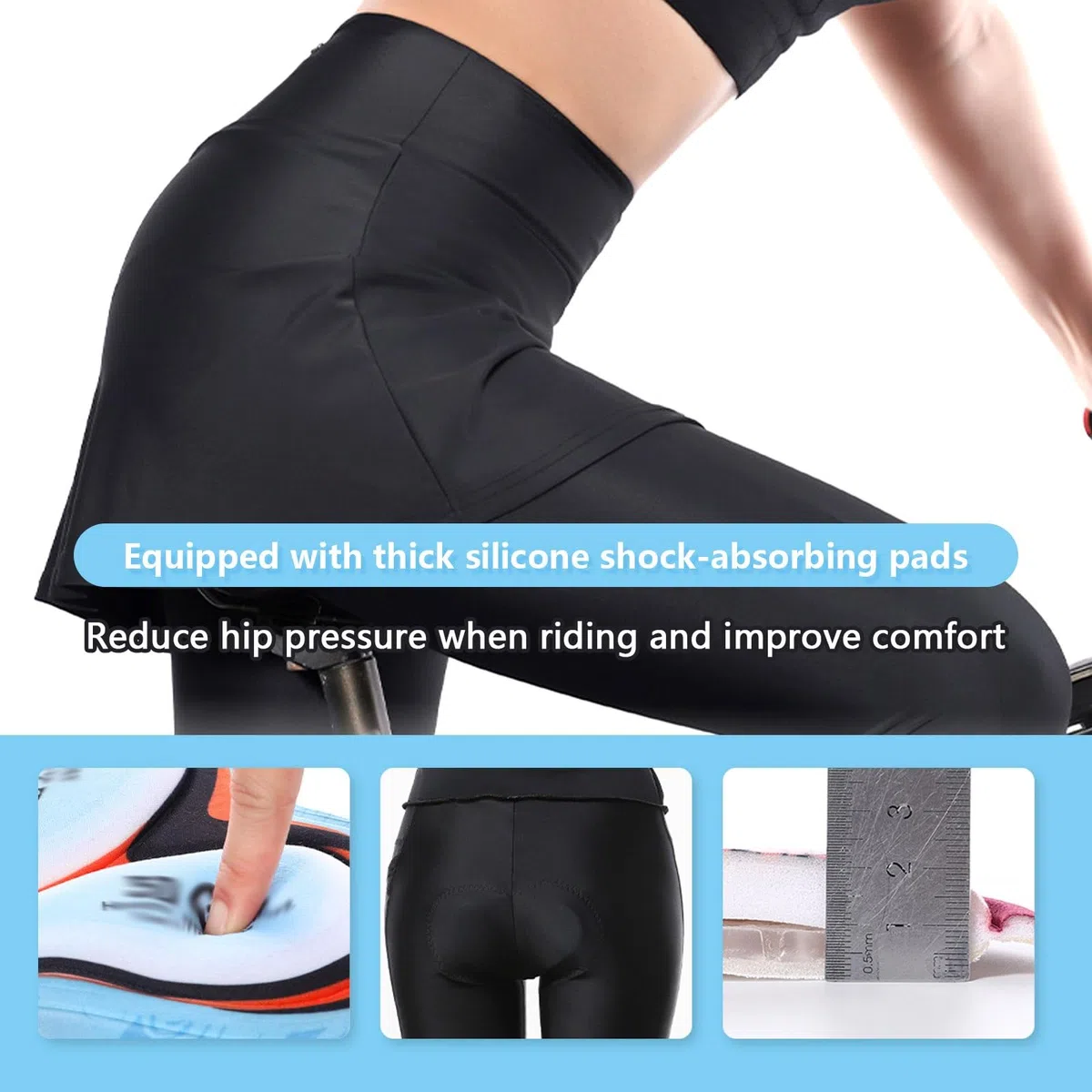 Gonna Pantalone da Ciclismo Donna Lunga Imbottita con Gel Pad Leggero Traspirante e Tasche Vita Alta Pantaloni da Ciclismo per Ciclismo Quotidiano(M)