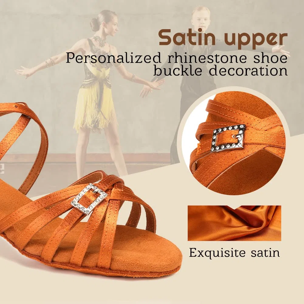 Scarpe da Ballo Latino Bambina con Punta Aperta Salsa Bachata Scarpe da Ballo da Sala con Tacco Basso