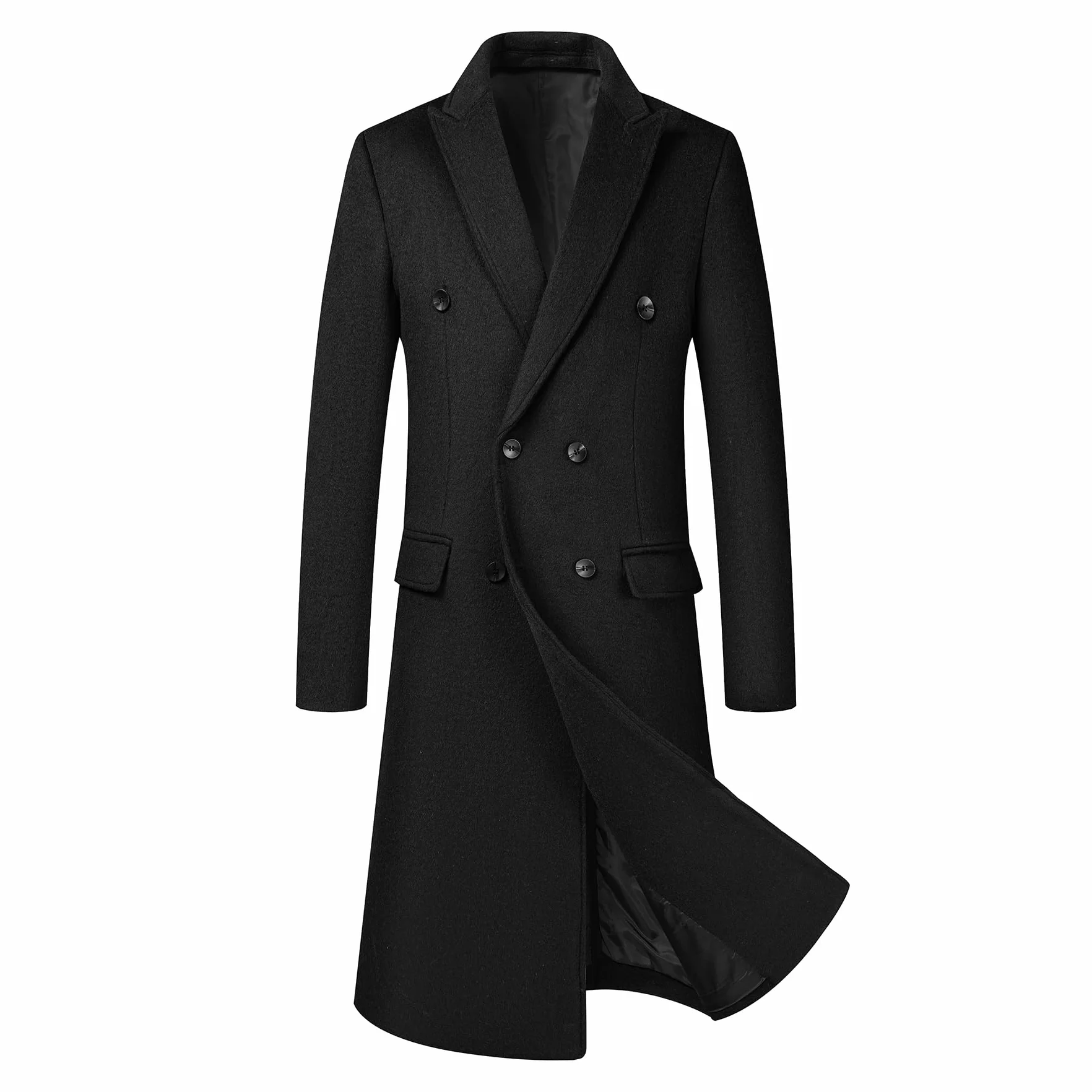 Allthemen Cappotto da Uomo Invernale Lungo Trench Coat Doppiopetto Caldo Casual Lana Coat Slim Fit Business Outerwear a Vento