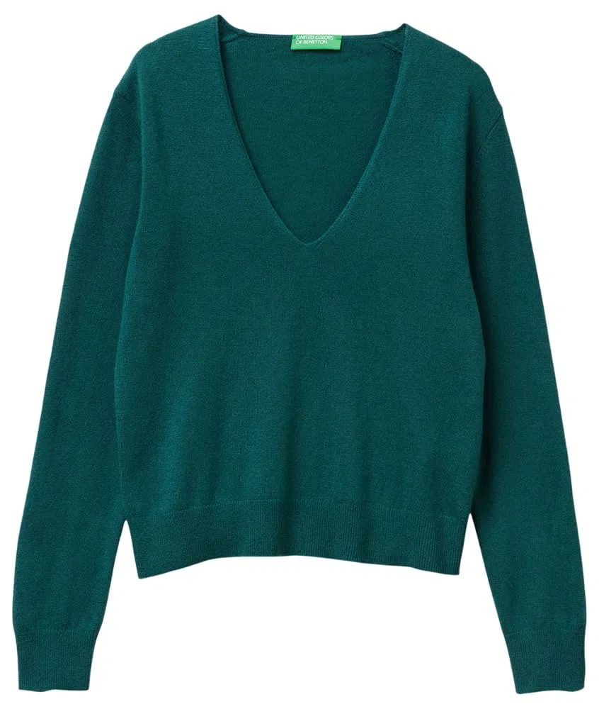 United Colors of Benetton Maglia Scollo V M/L 1002d401y Maglione Donna