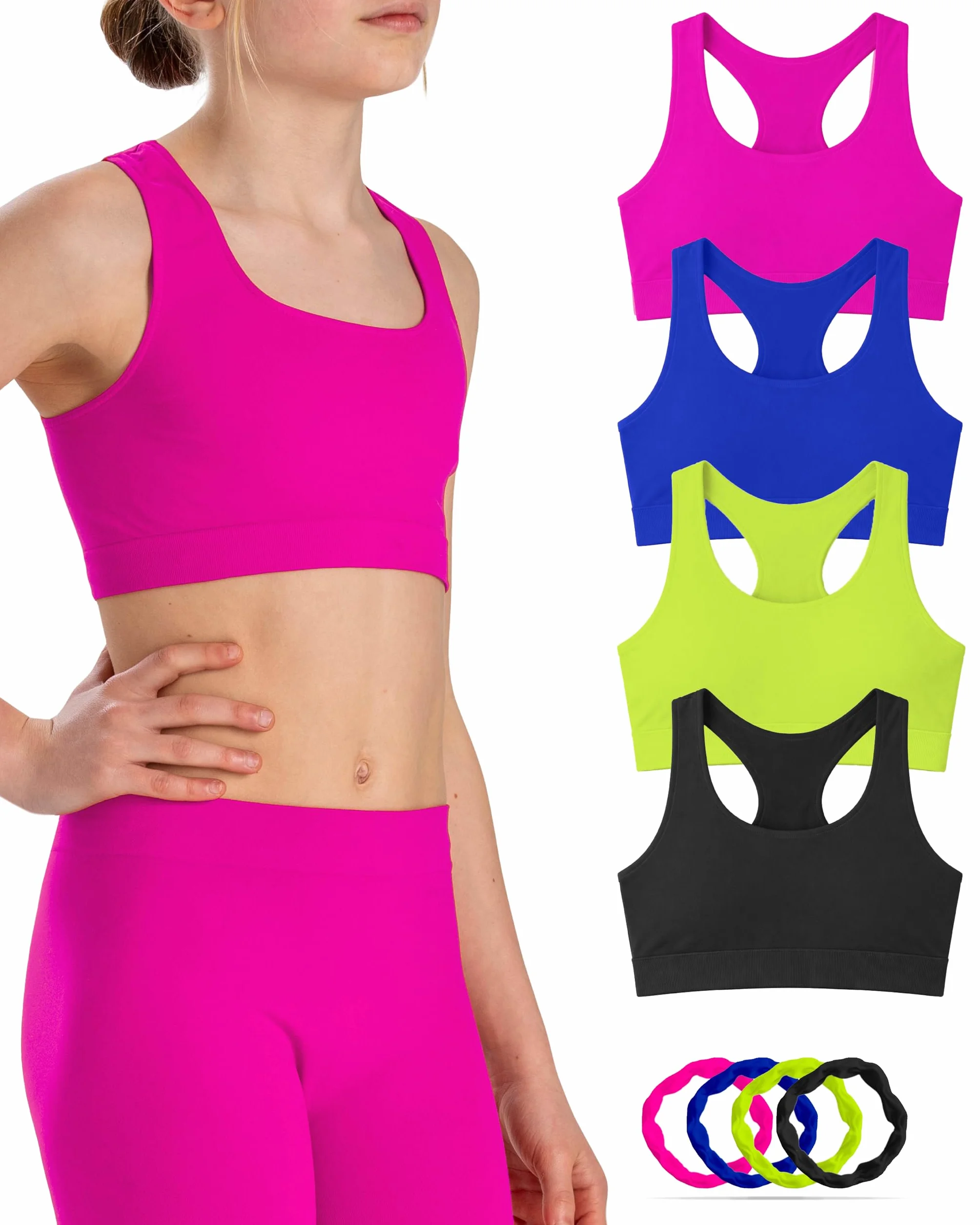 Risalti Top Bambina Olimpionico Microfibra 3 pz - Top Sportivo Senza Cuciture, Reggiseno Ragazza Seamless Made in Italy