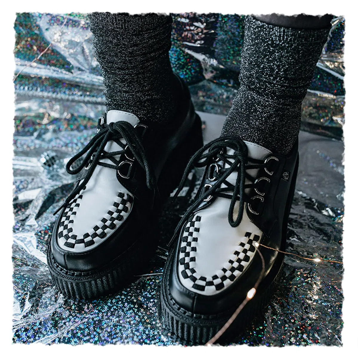 T.U.K Anarchic Creeper Scarpe in Pelle per Uomo e Donna - Scarpe Gothic e Punk Rock - Creeper da Bordello - Scarpe con Zeppa Stringate