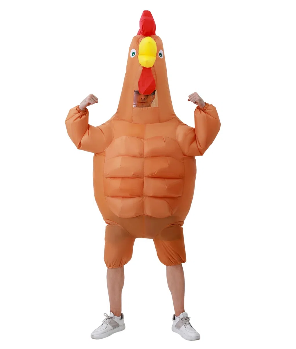 RHYTHMARTS Costume Gallina Gonfiabile Costume da Pollo Gonfiabile Costume Gonfiabile da Gallo Costume Adulti di Halloween Carnevale Natale