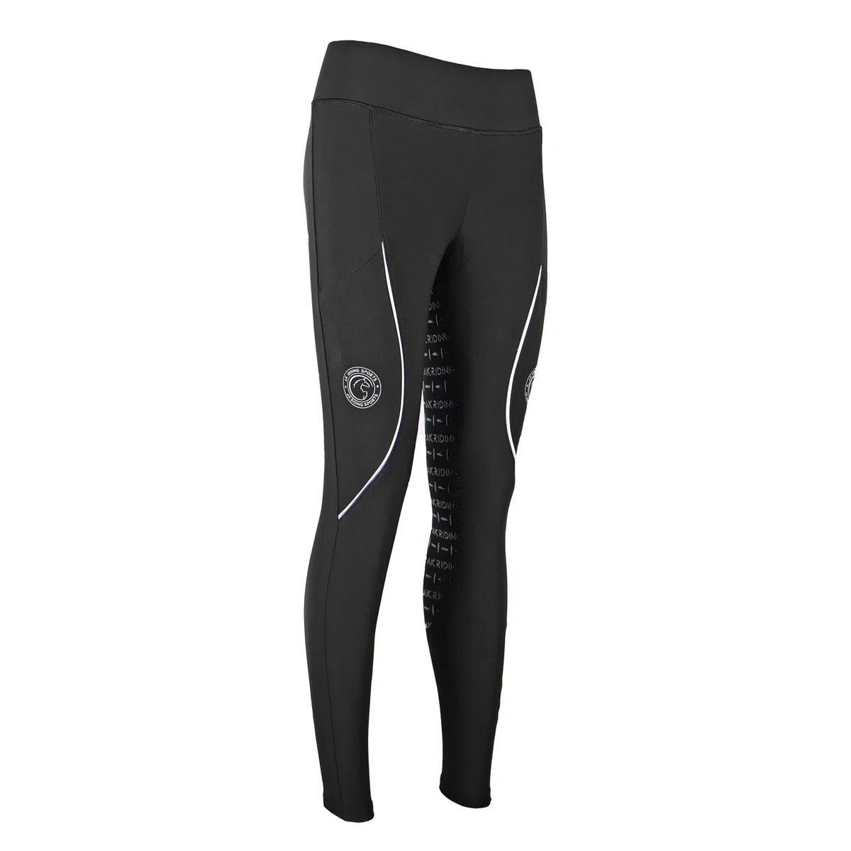 AK Nova AKRS-6071 - Leggings da equitazione, traspiranti, leggeri, a vita alta, con impugnatura in silicone e due tasche laterali