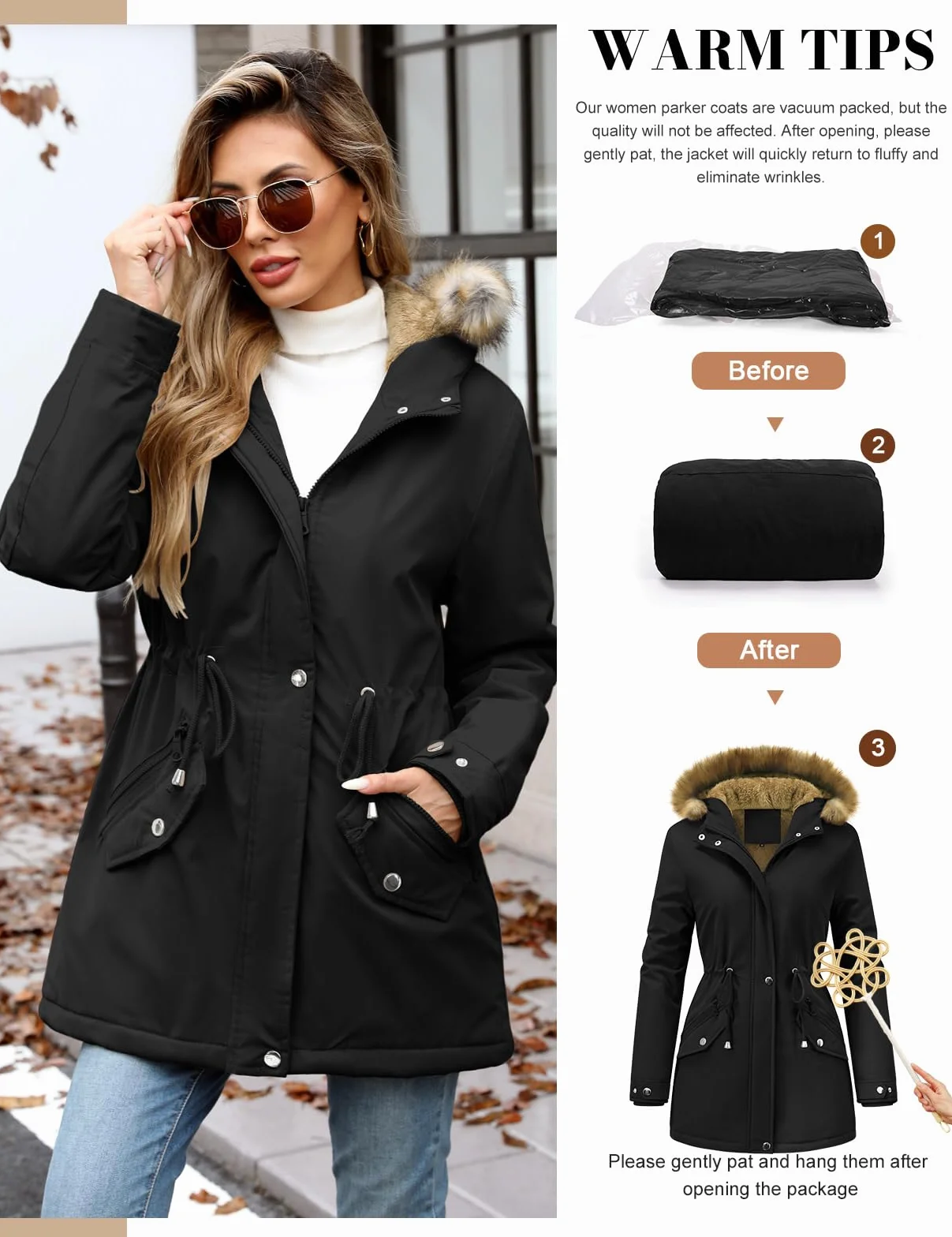 UMIPUBO Cappotto Giubbotto Donna Invernale Parka Giacca Caldo Cappotti Imbottita con Cappuccio Rimovibile Antivento Media Lugghezza Impermeabile Giubbino in pile Outdoor