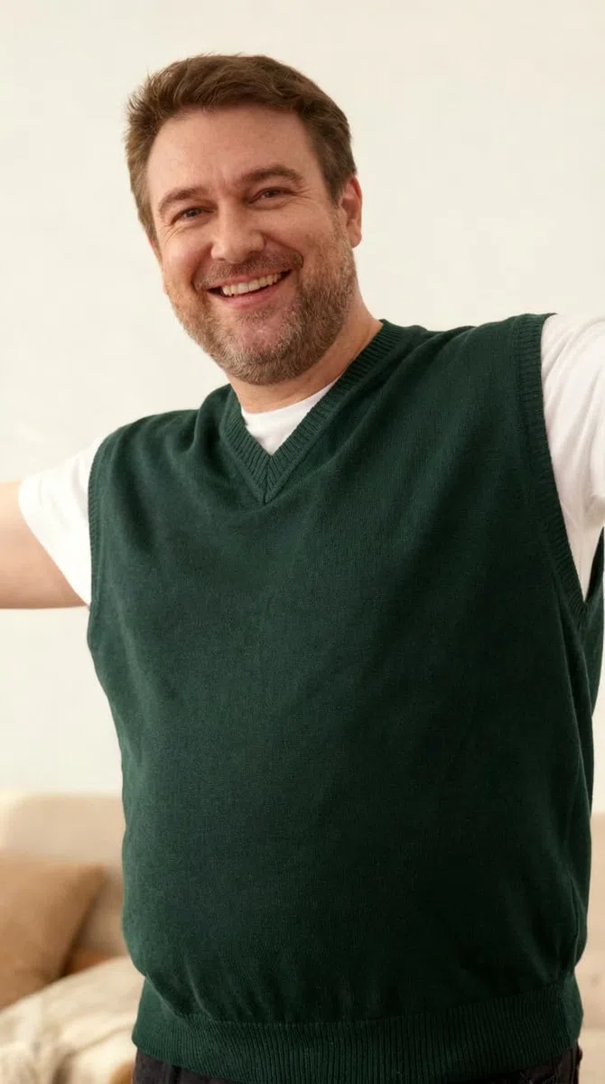 Krumba Uomini Maglione Gilet per più Misurare: Grande Alto V Collo Senza Maniche Lavorare Maglia Cotone Maglione
