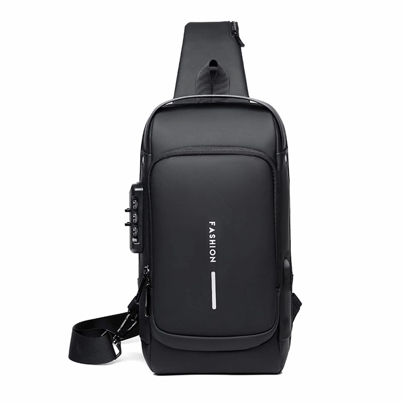 FANDARE Antifurto Zaino Monospalla Uomo Borse piccole a tracolla con USB Business Borsa a Spalla Impermeabile PU per Scuola Outdoor Ciclismo Viaggio Hiking Multitasche Piccolo Zaino