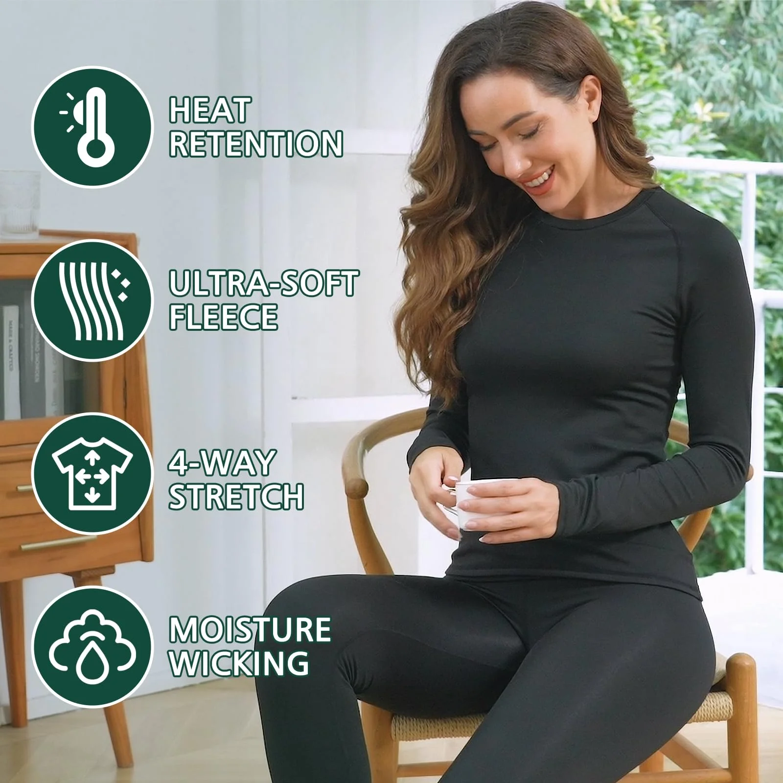 Intimo Termico Donna Manica Lunga Maglia Termica Pantaloni Set Sci Ciclismo Corsa