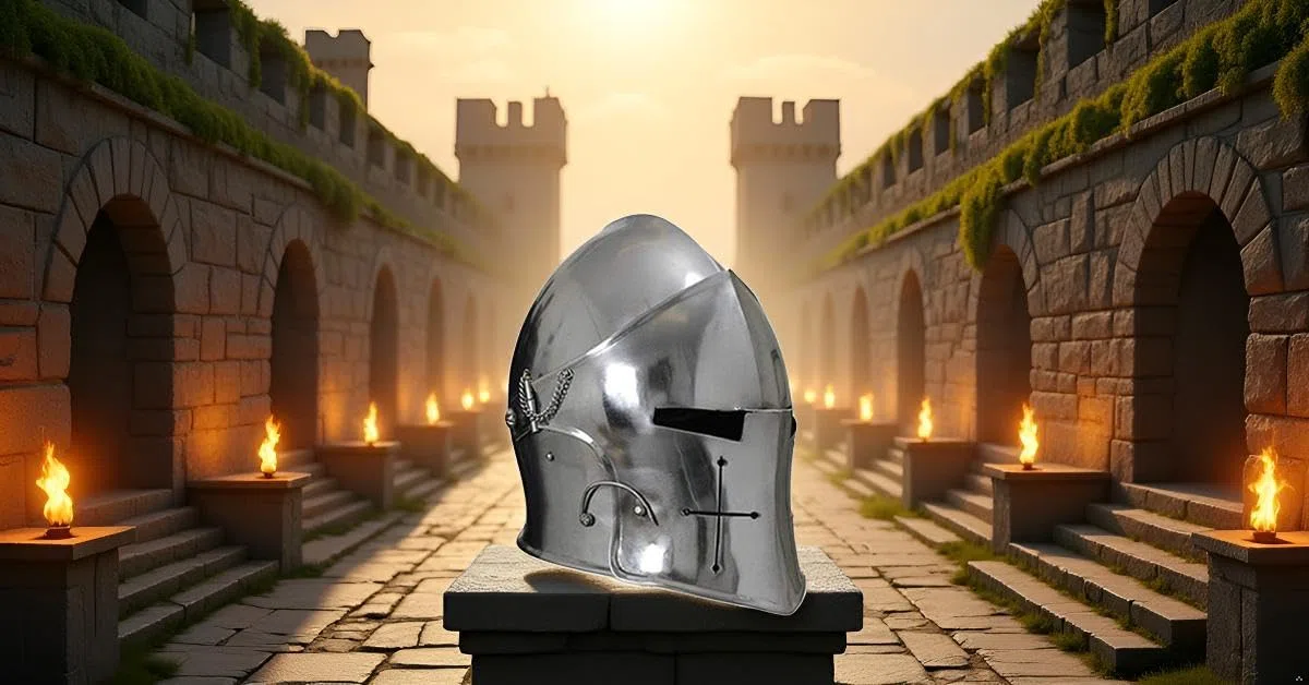 Armatura Barbuta Casco Cavalieri Templari Crusader Armatura Casco Roman Spartan Silver Finish taglia standard, si adatta a quasi tutti gli adulti