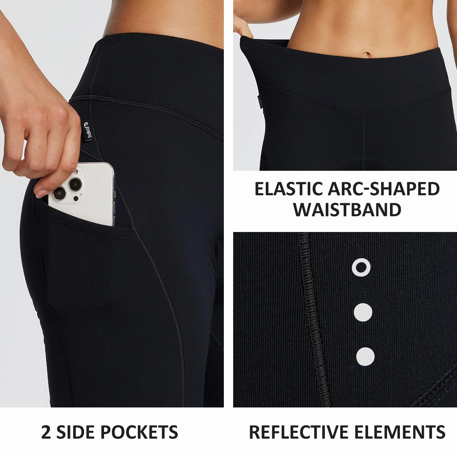 BALEAF Pantaloni da ciclismo da donna, invernali, impermeabili, termici, foderati in pile, antivento, lunghi 4D, imbottiti con tasca