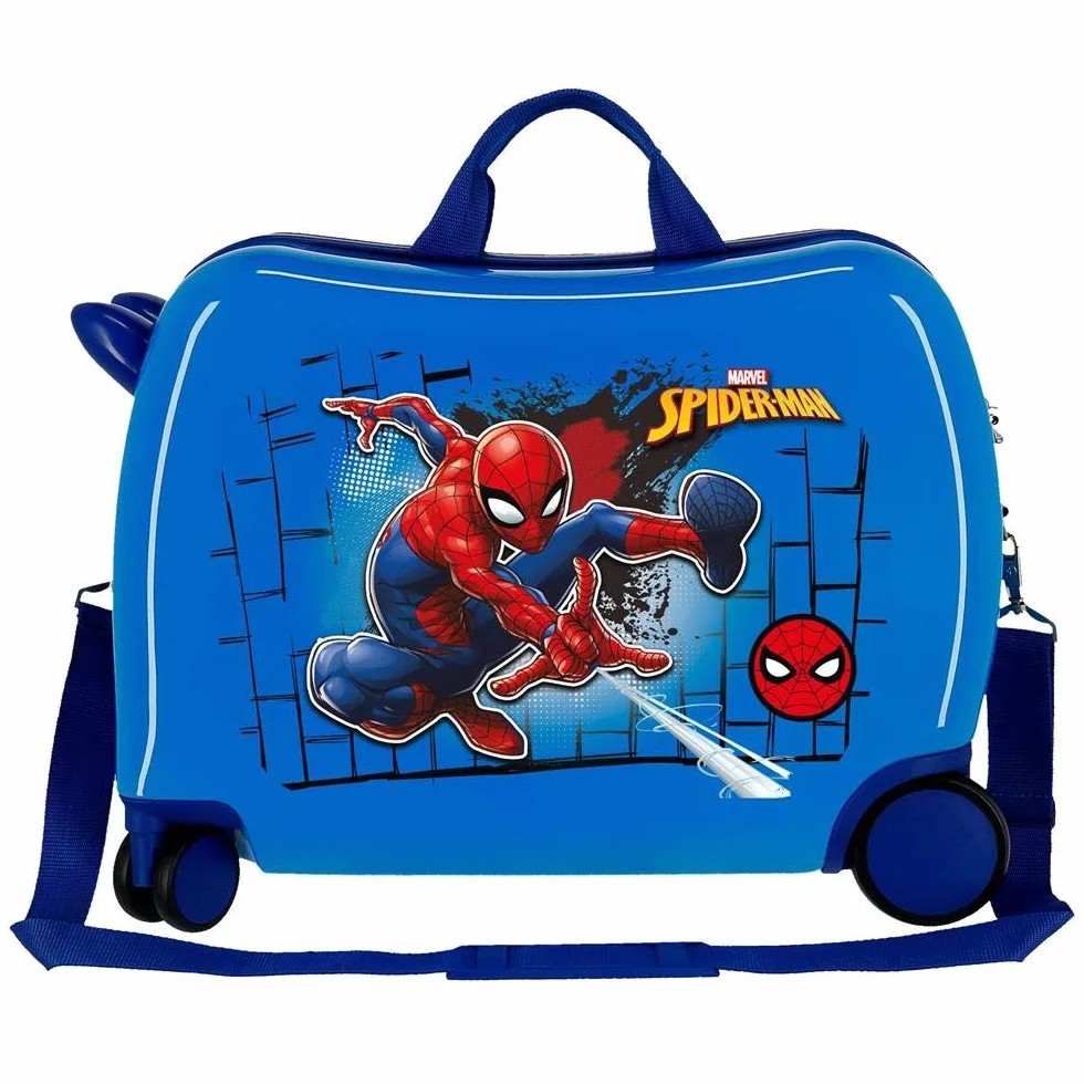 Marvel Spiderman - Valigia Per Bambini 2 Ruote Multidirezionali Ragazzo, Blu, 52x38x20 cms