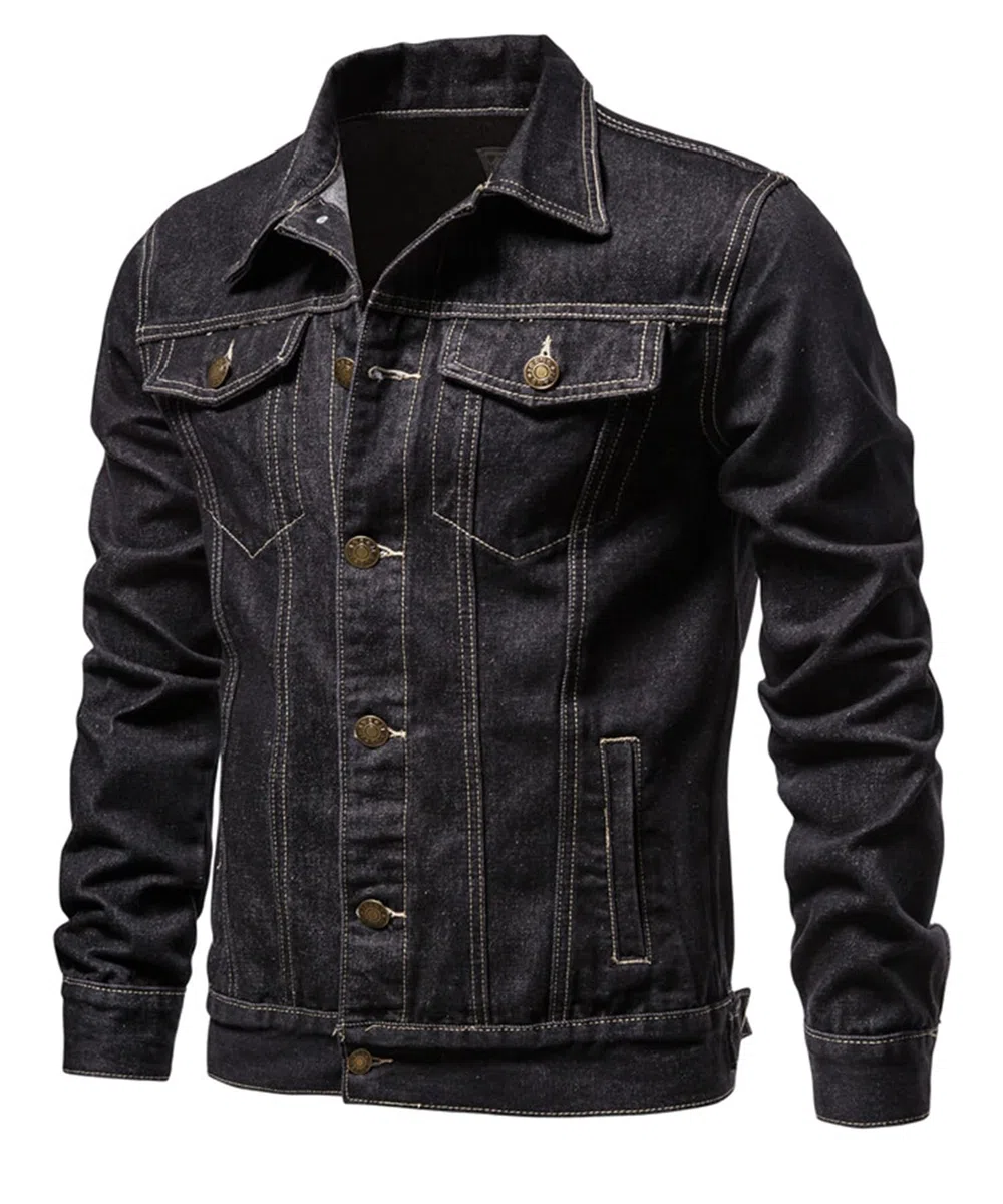 Giacche di jeans da uomo The Trucker Giacca Classic Retro Vintage Giubbotto in cotone Lapel Cappotto da Lavoro Casual Giubbino Jeans Giacca in Denim per Capispalla Fotografia Biker Moto