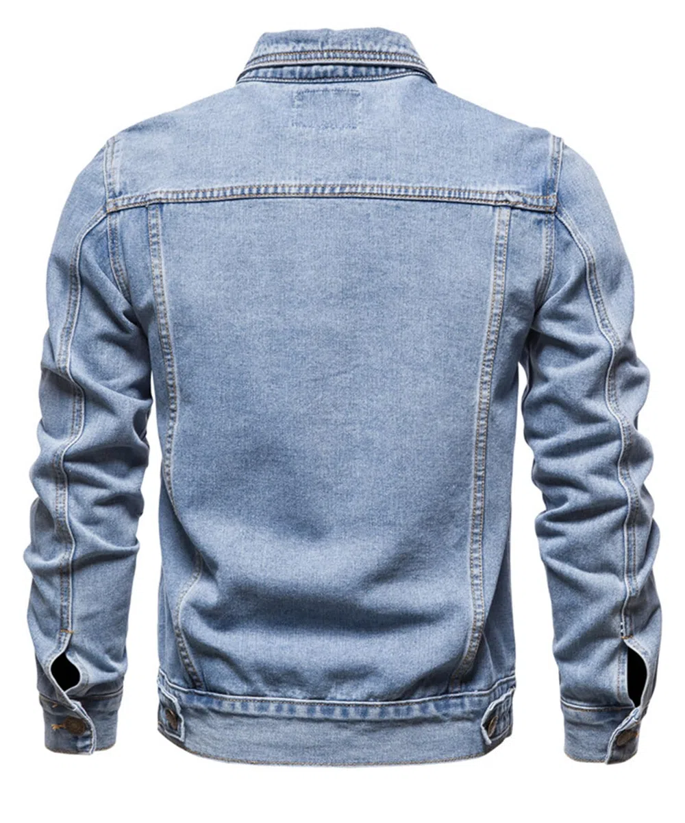 Giacche di jeans da uomo The Trucker Giacca Classic Retro Vintage Giubbotto in cotone Lapel Cappotto da Lavoro Casual Giubbino Jeans Giacca in Denim per Capispalla Fotografia Biker Moto
