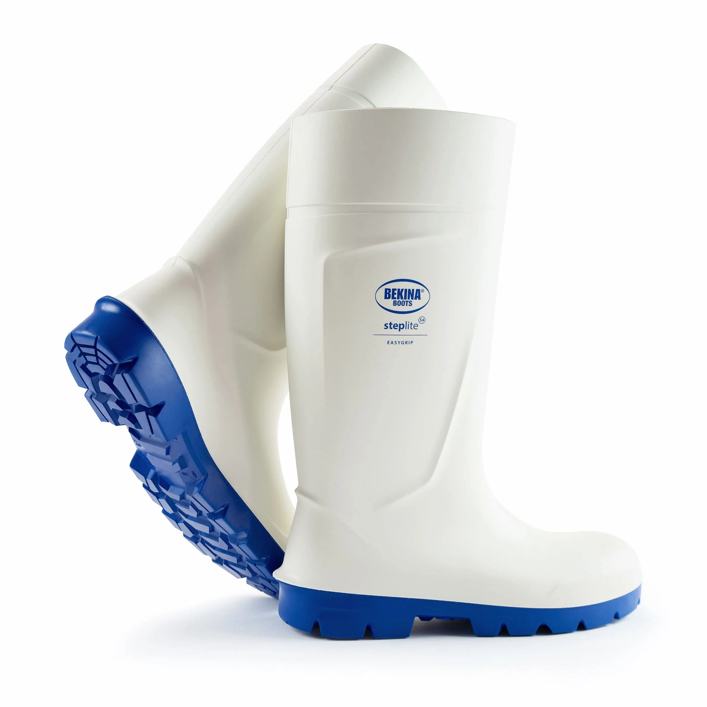 Stivali di Sicurezza di qualità progettati per l'industria Alimentare, Punta d'Acciaio, Facile Pulizia y disinfettare, Suola incl. per Piedi asciutti, Alto Comfort Indossando, Bianco, EU 43