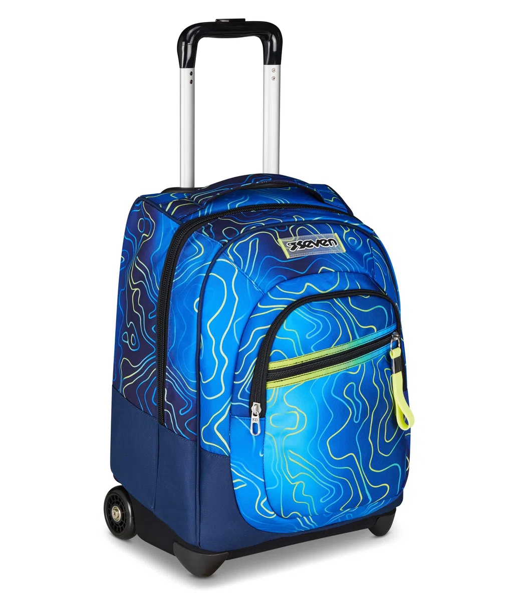 Seven Zaino Trolley, Scuola Elementare, Doppio Uso, Doppio Scomparto, Spallacci a Scomparsa, Bambino, Nuanced Blue, blu/azzurro