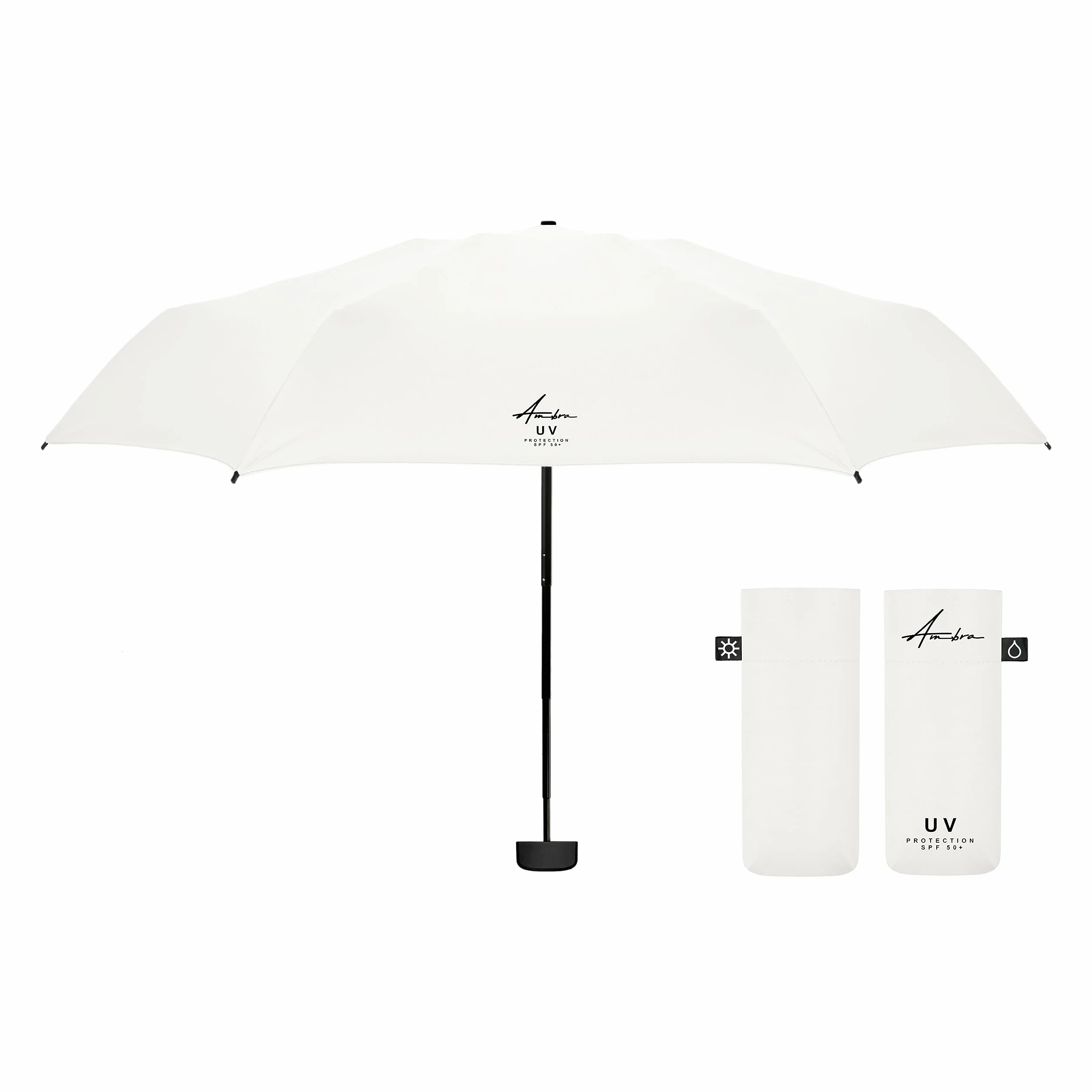 Ambra UV: Ombrello con protezione UV. Mini ombrello pieghevole antivento per pioggia e sole. 220 g 18 x 5 cm