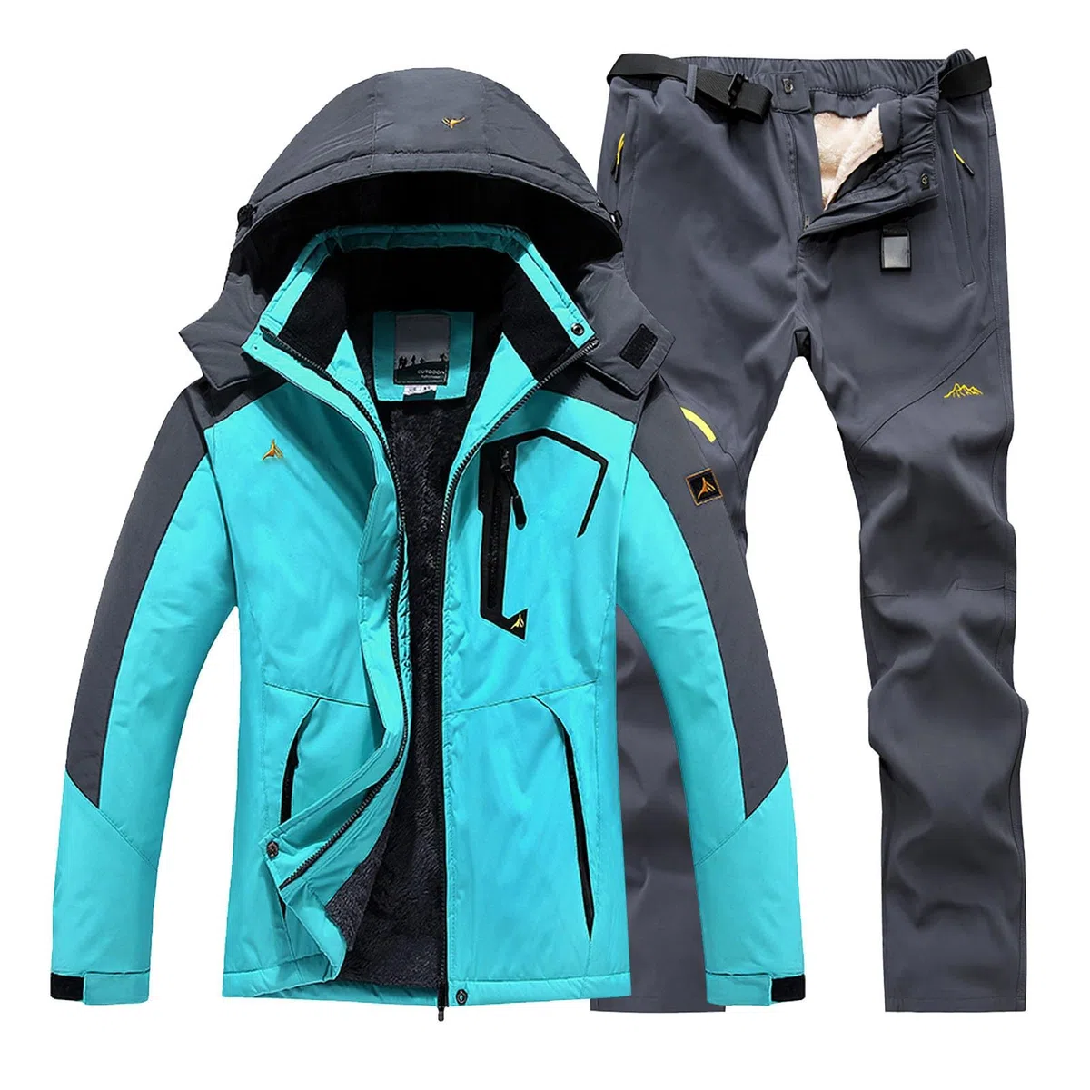 Tuta da sci da uomo, set da 2 pezzi, per attività all'aperto, da snowboard, antivento, per sci, abbigliamento da sci invernale, giacca e pantaloni da neve