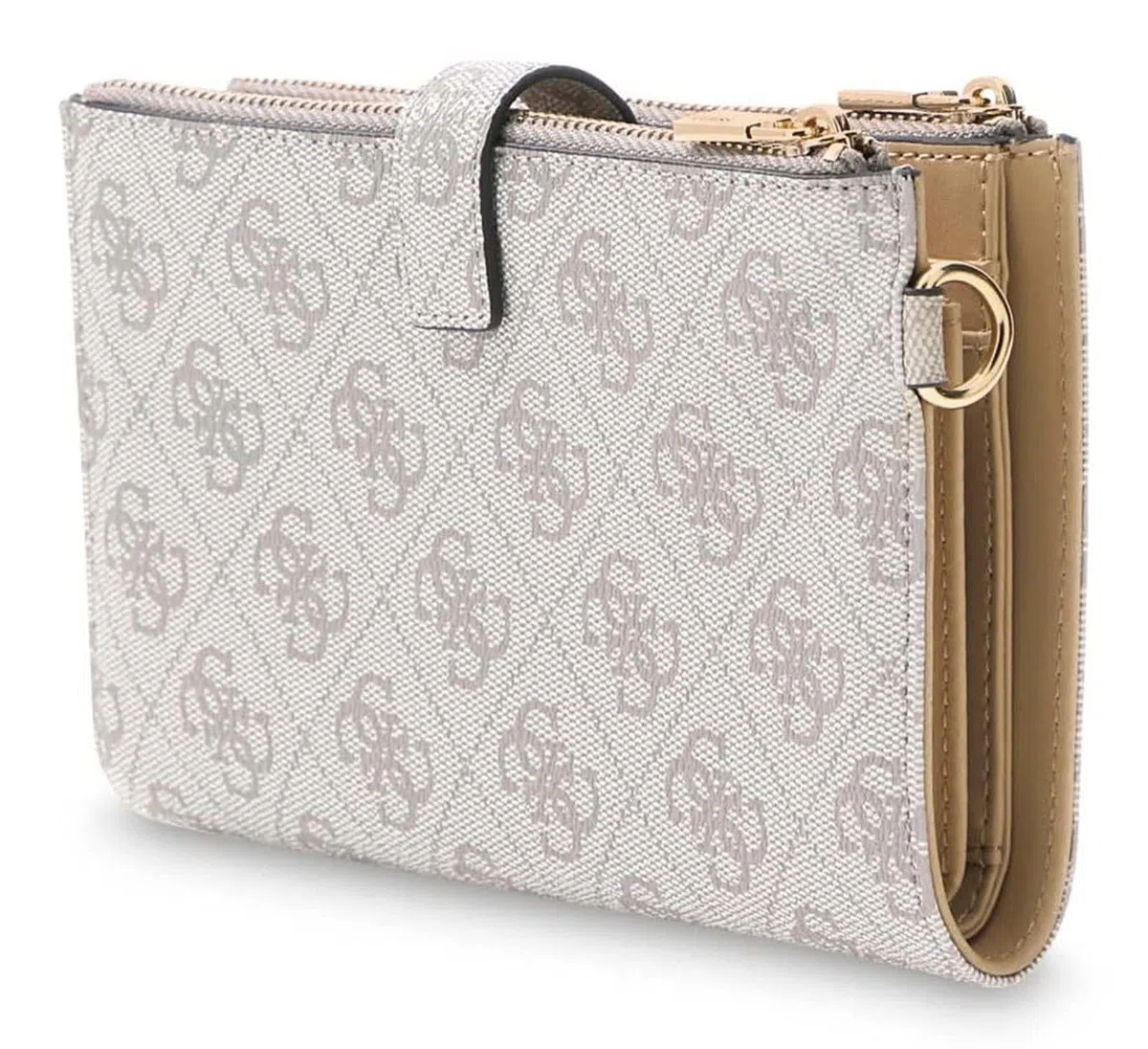 GUESS portafoglio Laurel II SLG Double Zip Organizer Dark Taupe Logo grigio talpa
