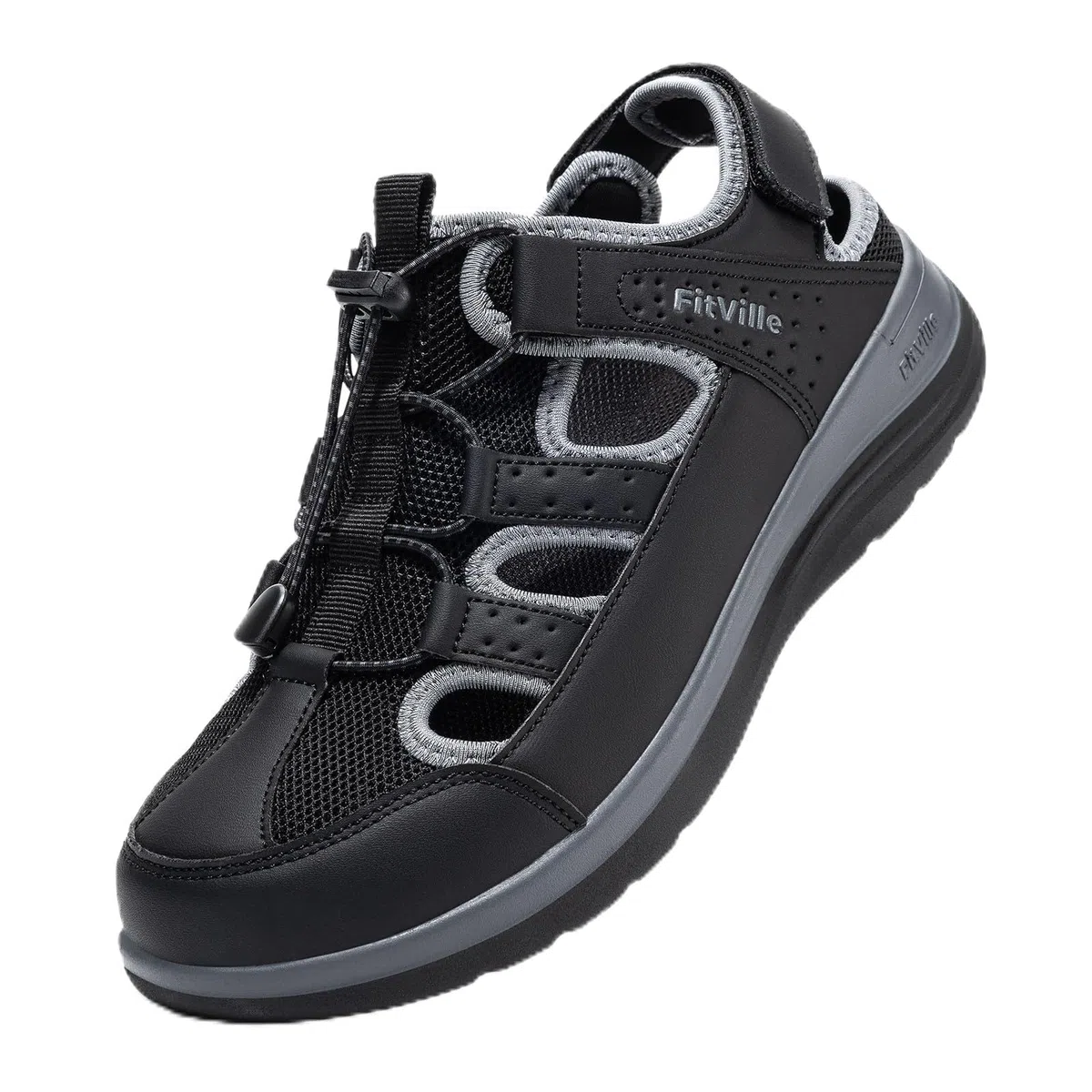 FitVille Sandali Larghi Estivi da Donna Traspiranti e Comodi con Chiusura Elastica a Lacci e Strappo per l'Outdoor