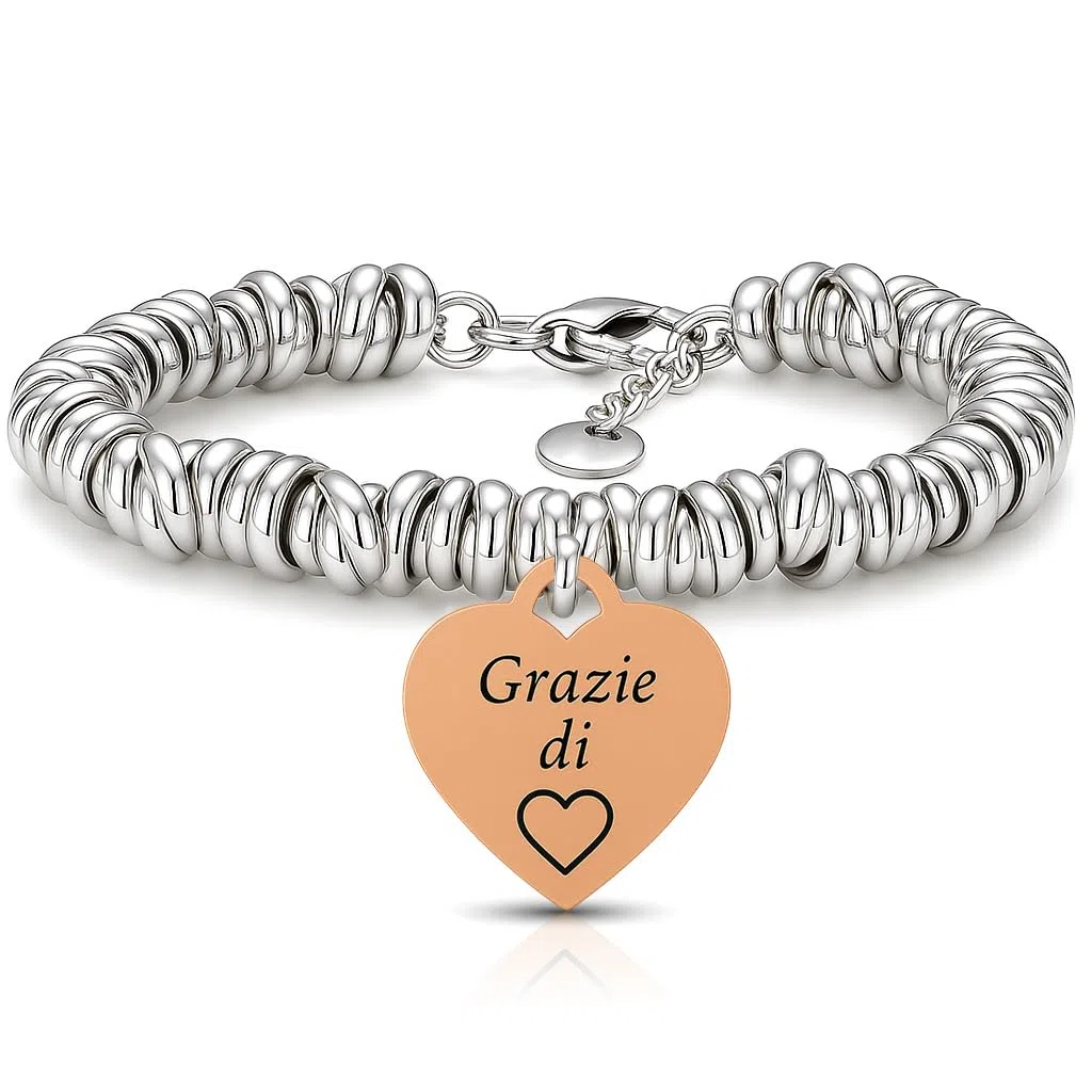 SAGA GIOIELLI Bracciale Donna con Scritte Pensieri e Parole Nodini Intrecciati Ciondolo Regalo Portafortuna