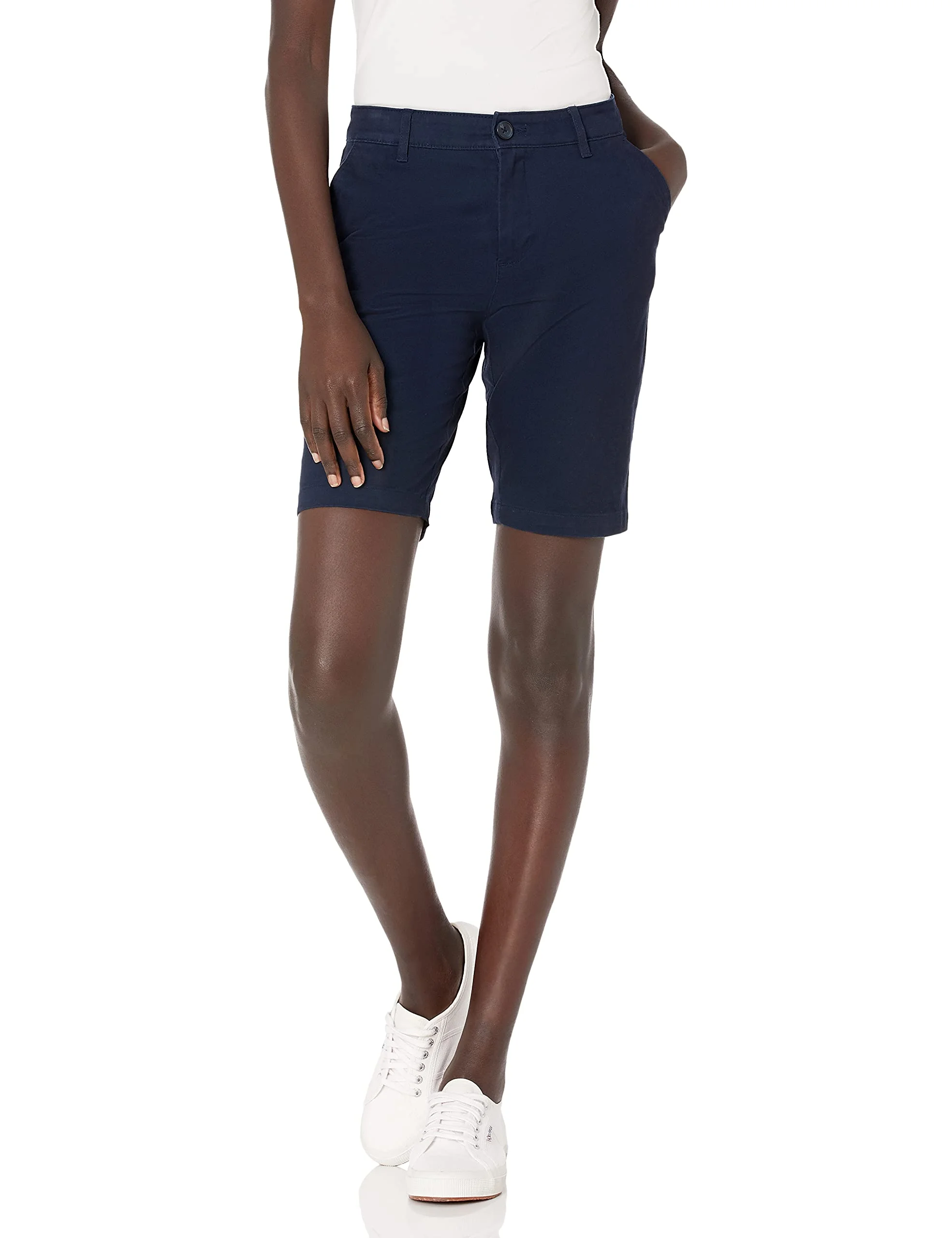 Amazon Essentials Bermuda Chino Vita Media Vestibilità Aderente Donna 25,0cm