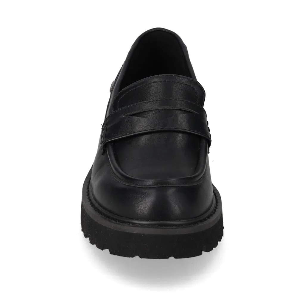 Valleverde 44520 Mocassini Casual Donna Pelle Sintetica Nero Tacco Grosso 3Cm Suola Gomma
