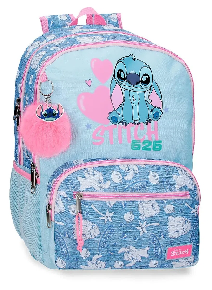 Disney Joumma Stitch Hearts Zaino Scolastico Doppio Scomparto 15.6" Blu 32x44x17 cm Poliestere 23.94L