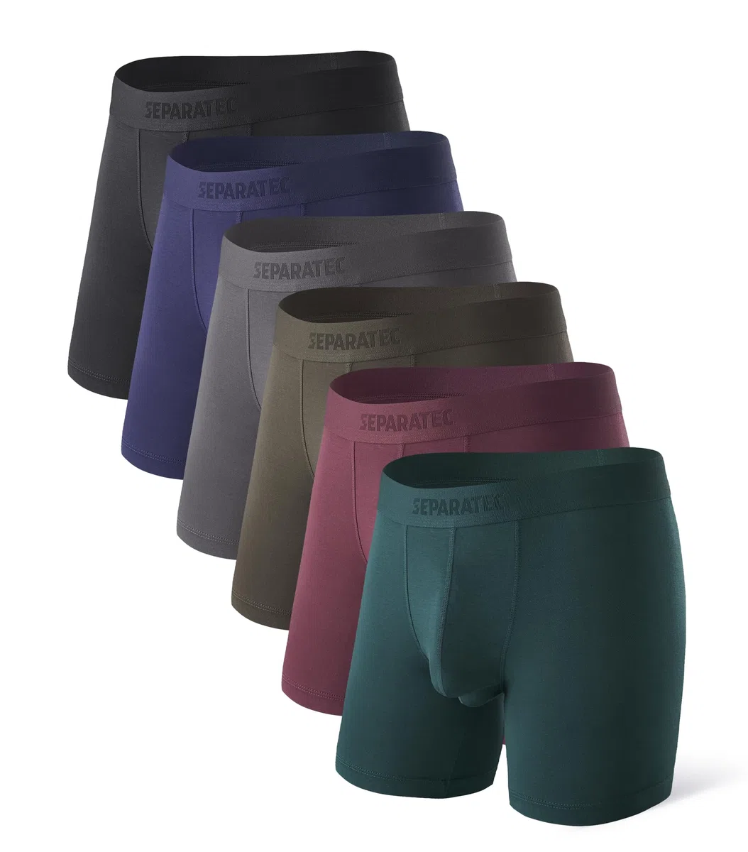 Separatec Mutande Boxer Uomo Doppia Tasca Indipendente Elastico Boxers Lunghi bambù Traspirante Morbido 35mm Cintura Senza Cuciture Intimo Pantaloncini Multipack