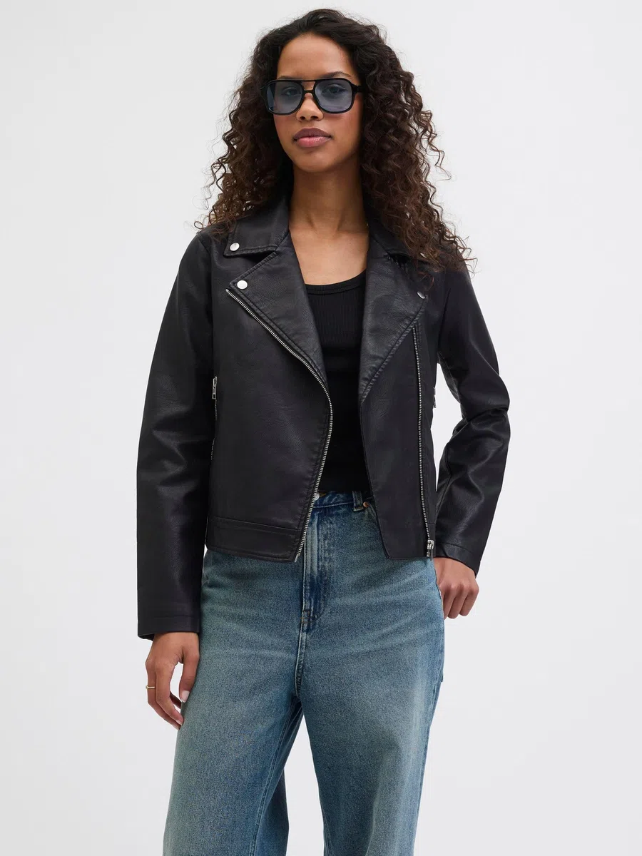 JACK & JONES Leather Look Biker Jacket JXGAIL Leather Look Biker Jacket