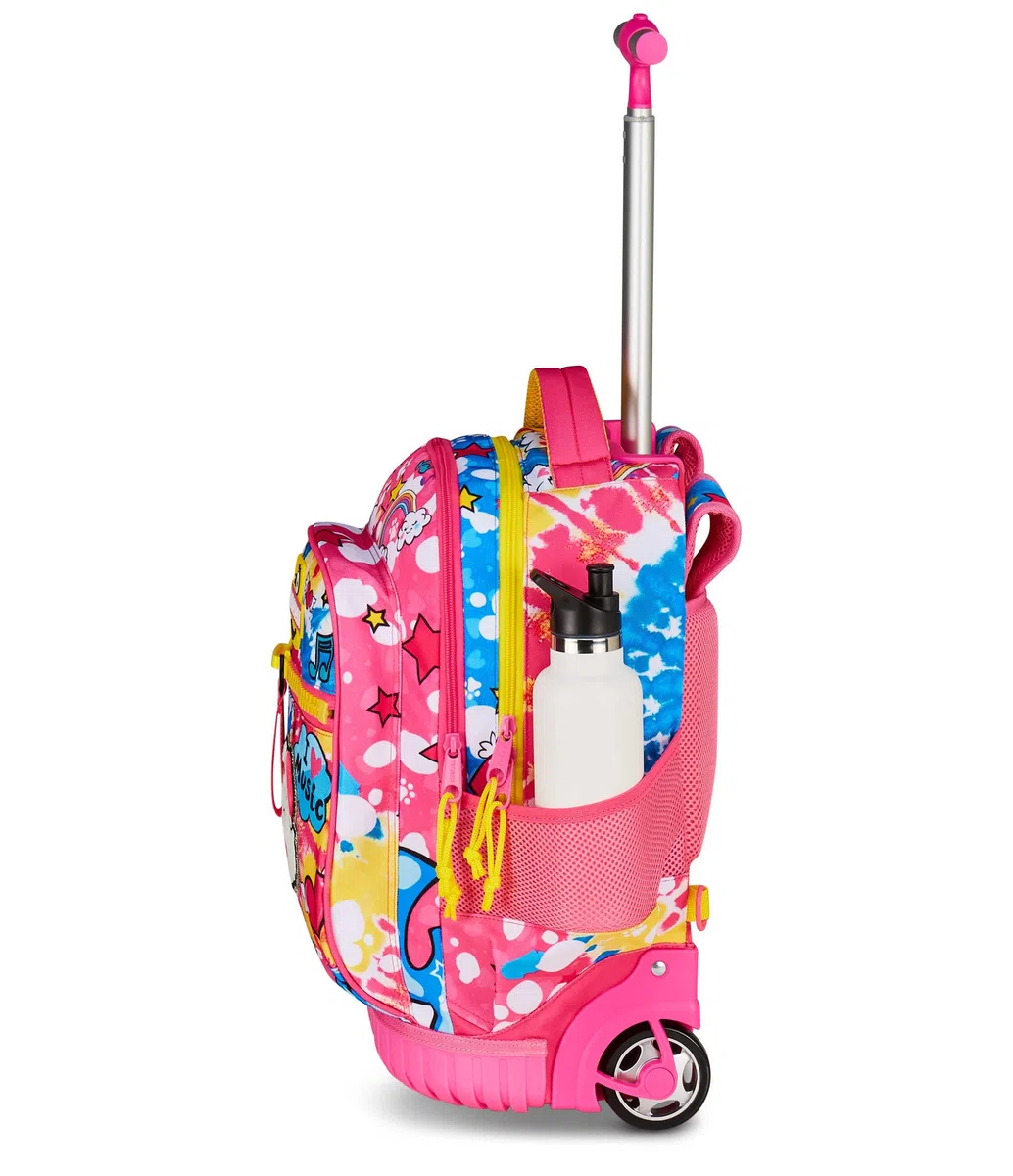 Mitama Trolley Scuola Run Maxi CATROCK, Fucsia, Doppio Scomparto, Tasca Frontale, 2 Tasche Laterali, Scuola Elementare e Tempo Libero, Bambina