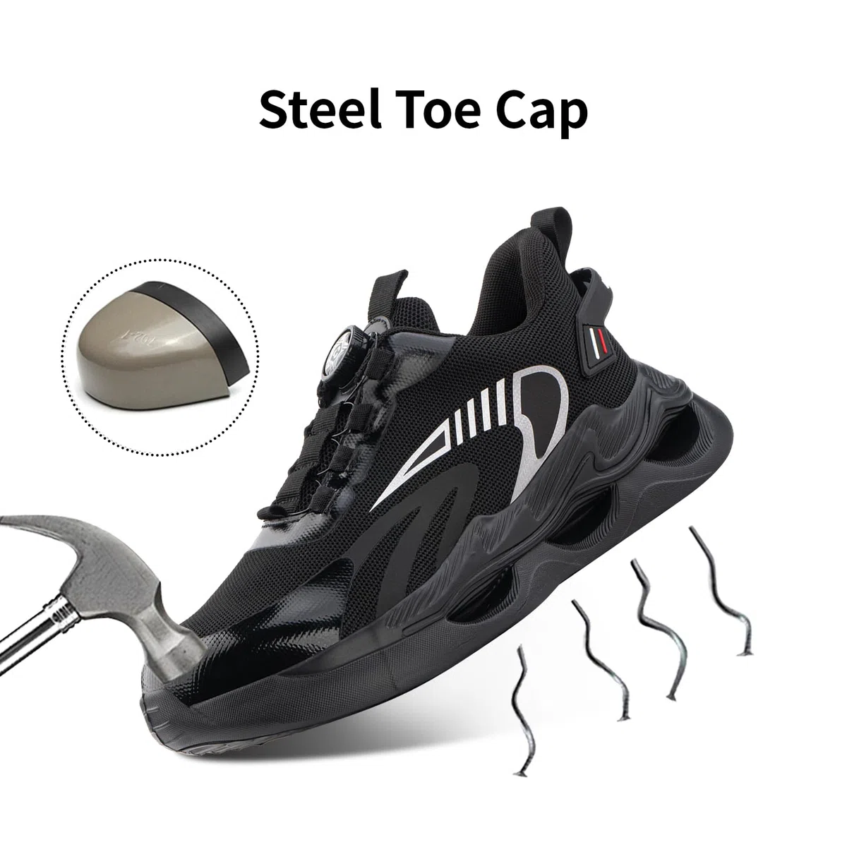 Scarpe Antinfortunistiche Uomo Donna Scarpe da Lavoro con Punta in Acciaio Scarpe Antinfortunistica Sportive Scarpe da Cantiere Leggere Scarpa Antinfortunistica Nero 38 EU