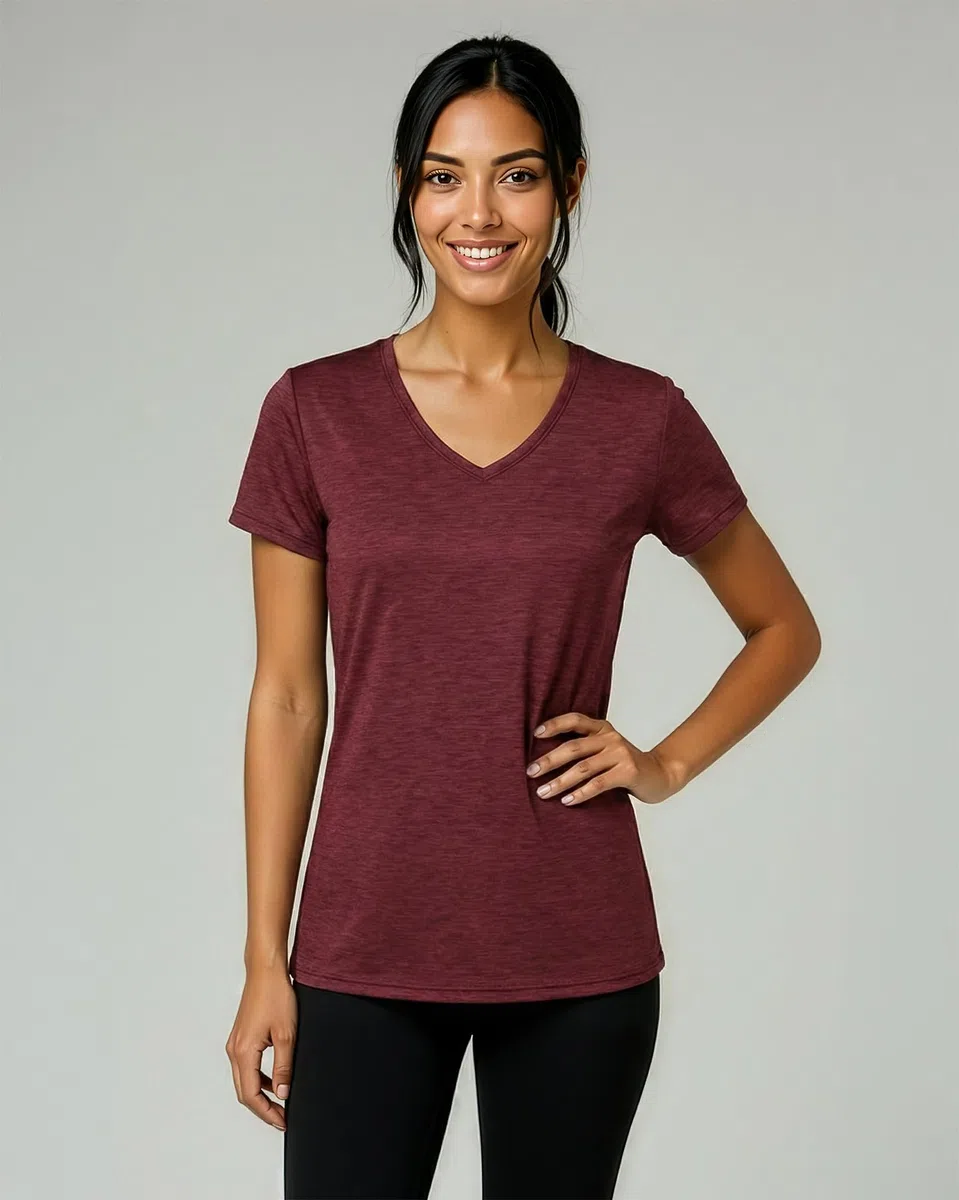 Real Essentials Ladies Dry Fit V Neck T-Shirt Donna (Pacco da 5)