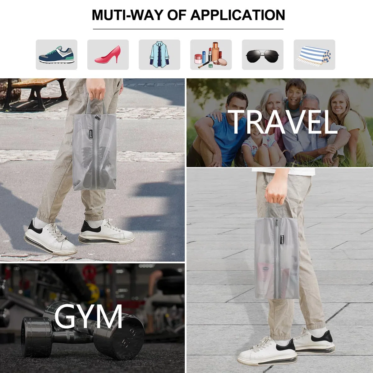 Borsa per Scarpe da Viaggio, in rete TPU impermeabile, robusta chiusura lampo YKK, resistente allo sporco, organizer per scarpe con cerniera per il viaggio o la conservazione a casa
