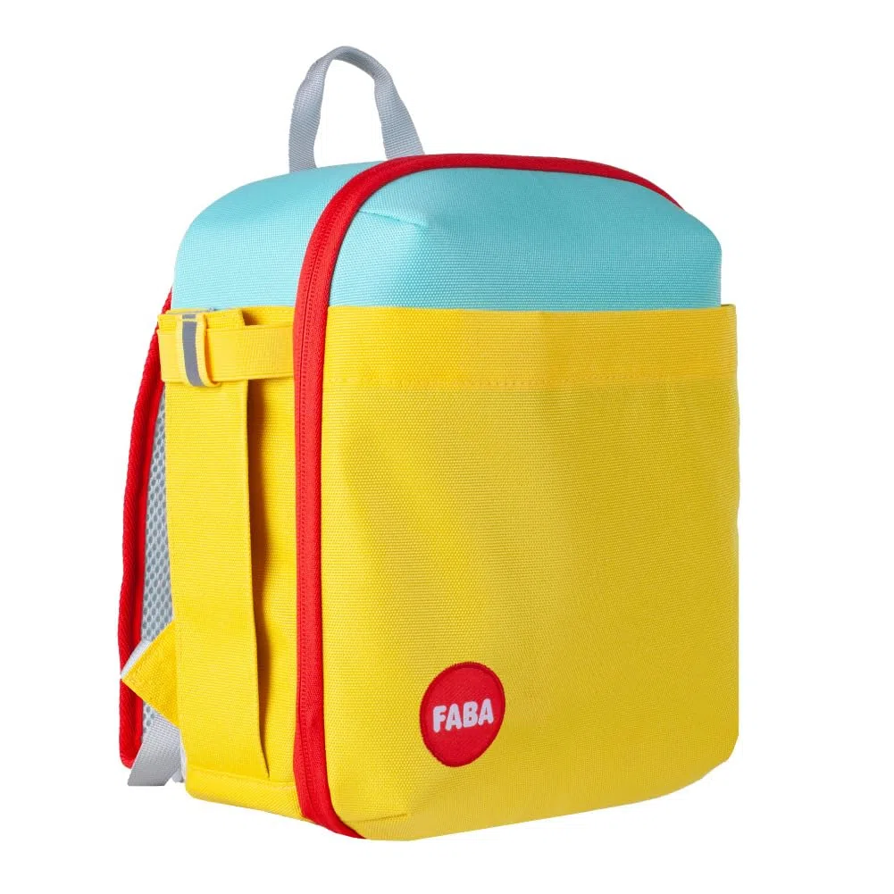 FABA Zaino Zipi per bambini dai 3 anni, dimensioni 23×27,5×15 cm, tessuto colorato, spallacci e schienale imbottiti
