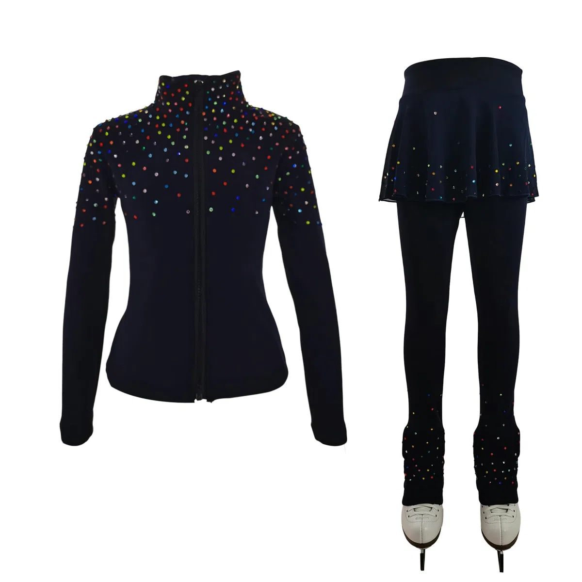 LIUHUO Figura Pattinaggio su Ghiaccio Allenamento Pantaloni Giacche Ragazze Delle Donne Pile Lucido Colorato Diamante Ragazza Confortevole