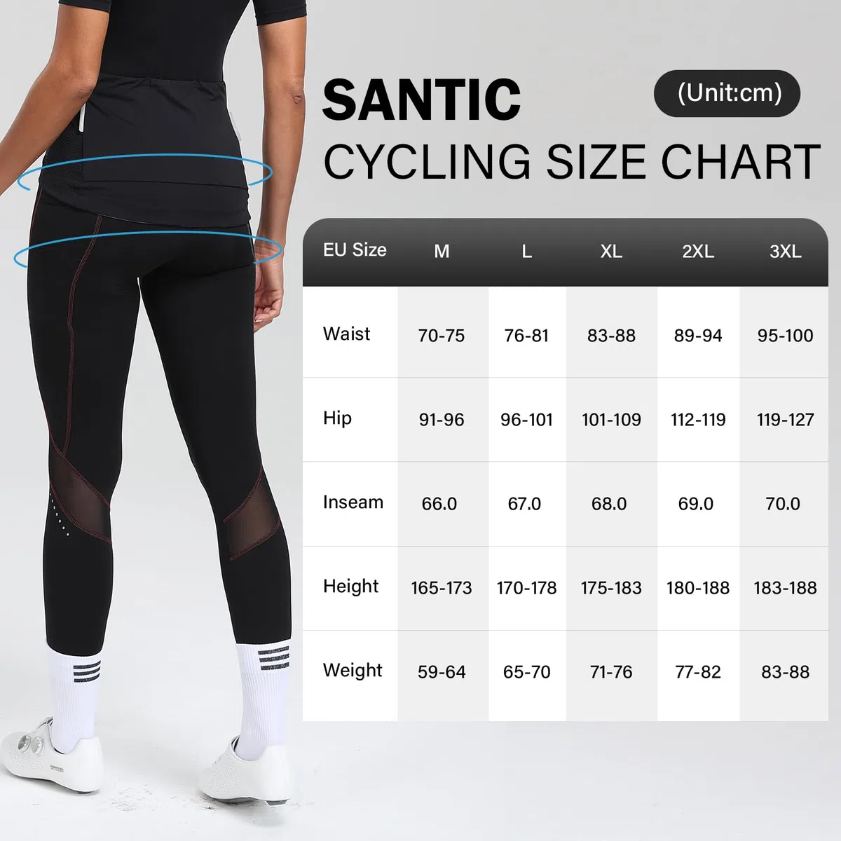 Santic Parni - Pantaloni da Ciclismo da Donna, Imbottiti, Lunghi in Velo, con Cuscino