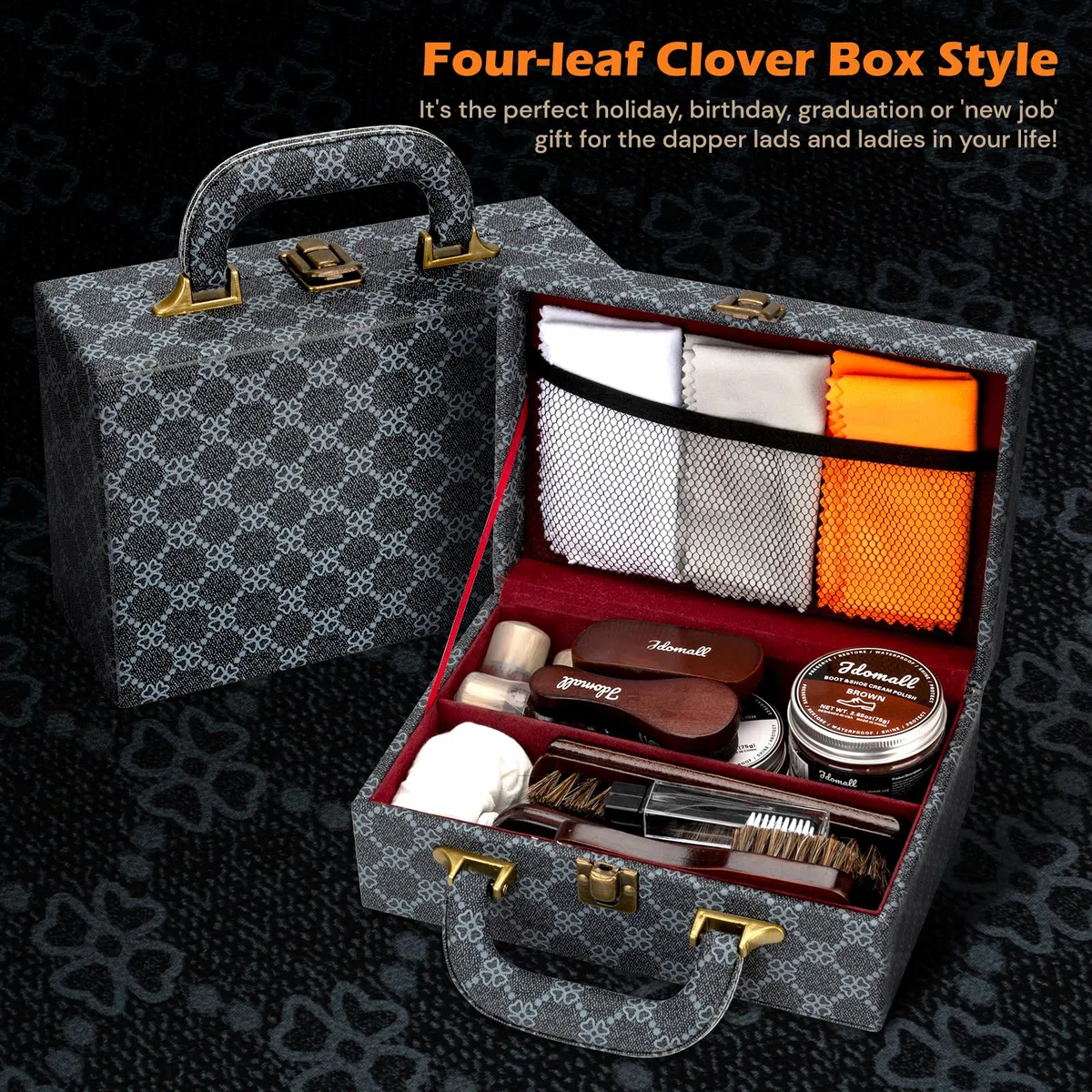 Kit lustrascarpe,kit lucido da scarpe deluxe-Lucido da scarpe nero,marrone e neutro con pennelli,panno lucidante e altro-Regalo perfetto per il kit per la cura delle scarpe e degli stivali in pelle